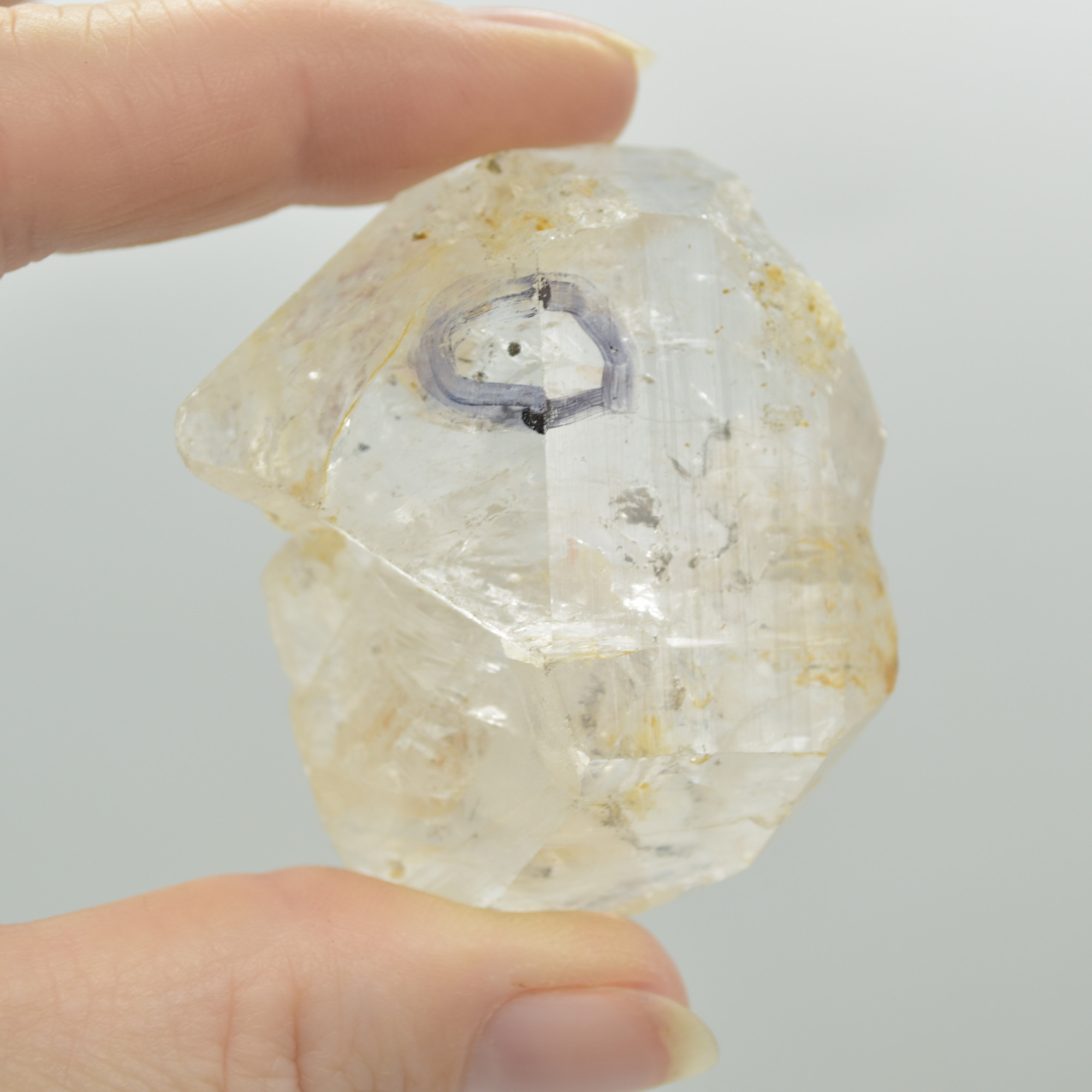 Fluid Inclusion / Enhydro Raw Quartz Point - Moving Black Sand - 69 grams - 1 Count