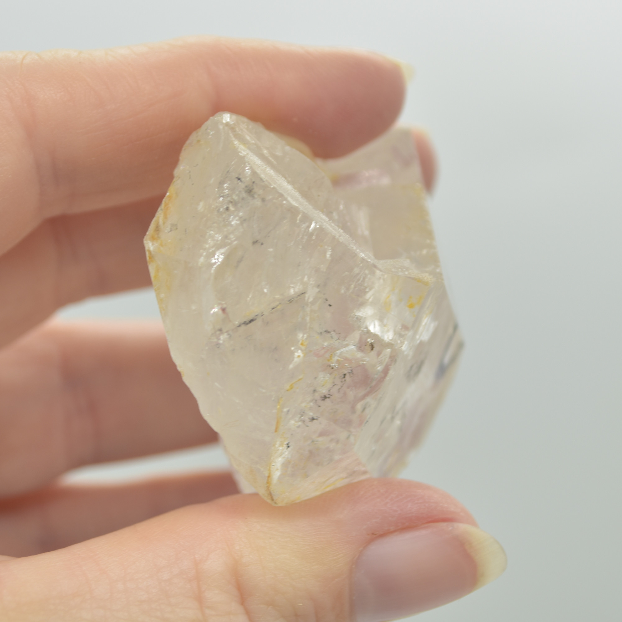 Fluid Inclusion / Enhydro Raw Quartz Point - Moving Black Sand - 69 grams - 1 Count - Image 3