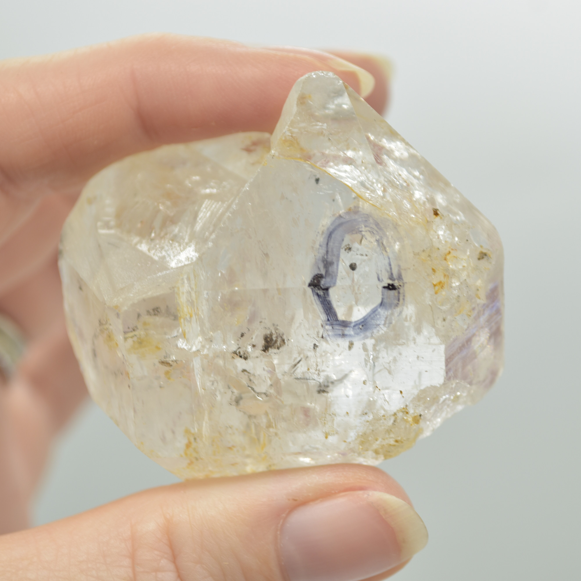 Fluid Inclusion / Enhydro Raw Quartz Point - Moving Black Sand - 69 grams - 1 Count - Image 4