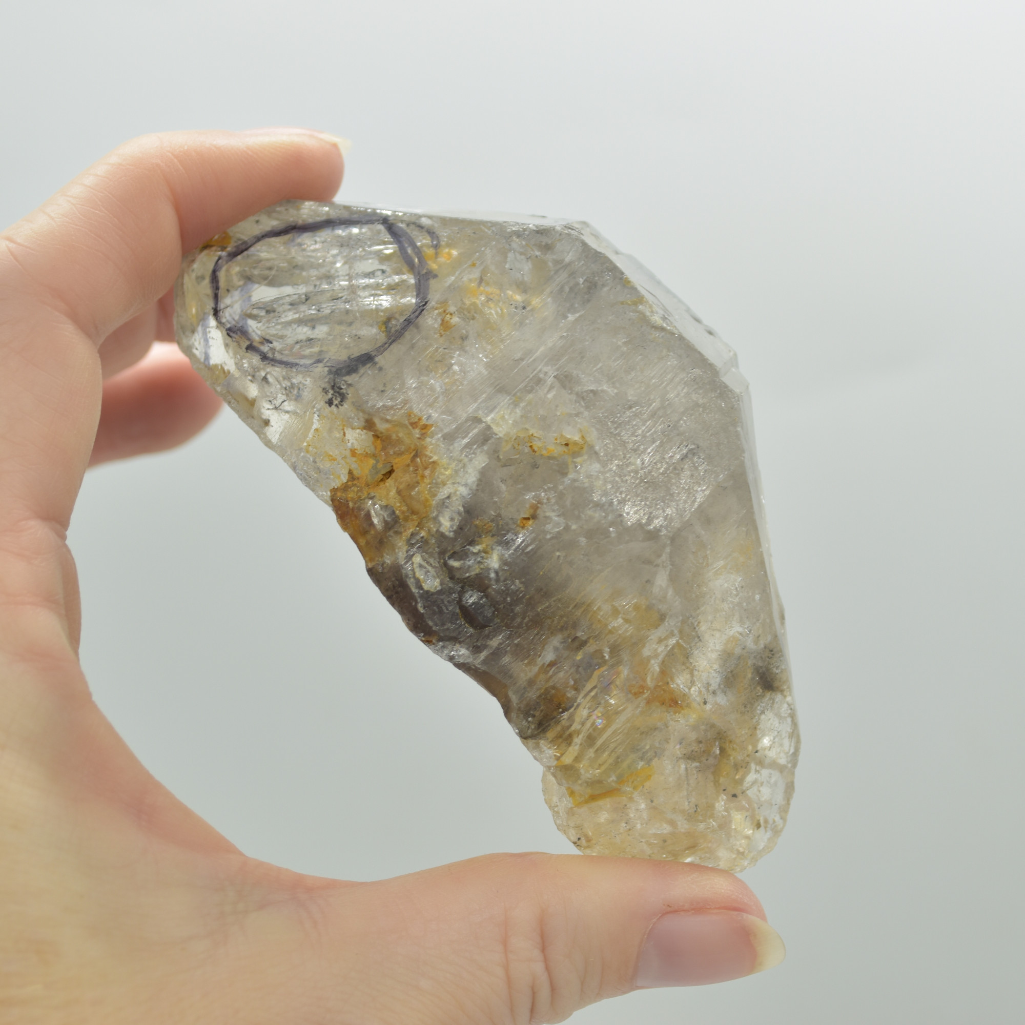 Fluid Inclusion / Enhydro Raw Quartz Point - Moving Black Sand - 159 grams - 1 Count - Image 2