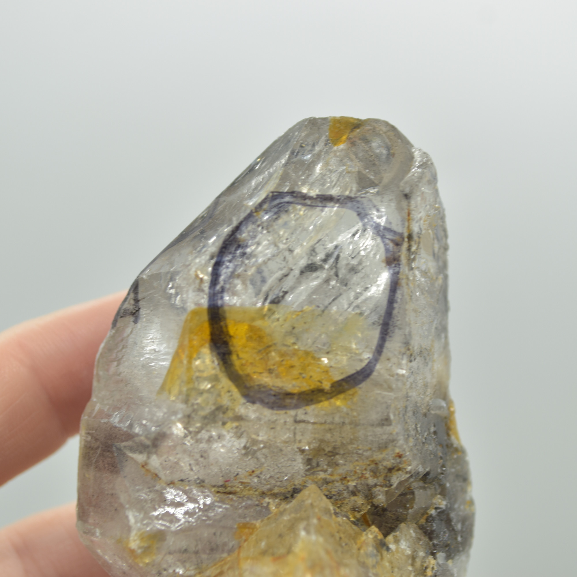 Fluid Inclusion / Enhydro Raw Quartz Point - Moving Black Sand - 159 grams - 1 Count - Image 5