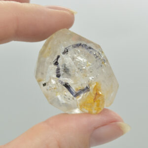 Fluid Inclusion / Enhydro Raw Quartz Point with moving black sand - 19 grams - 1 Count