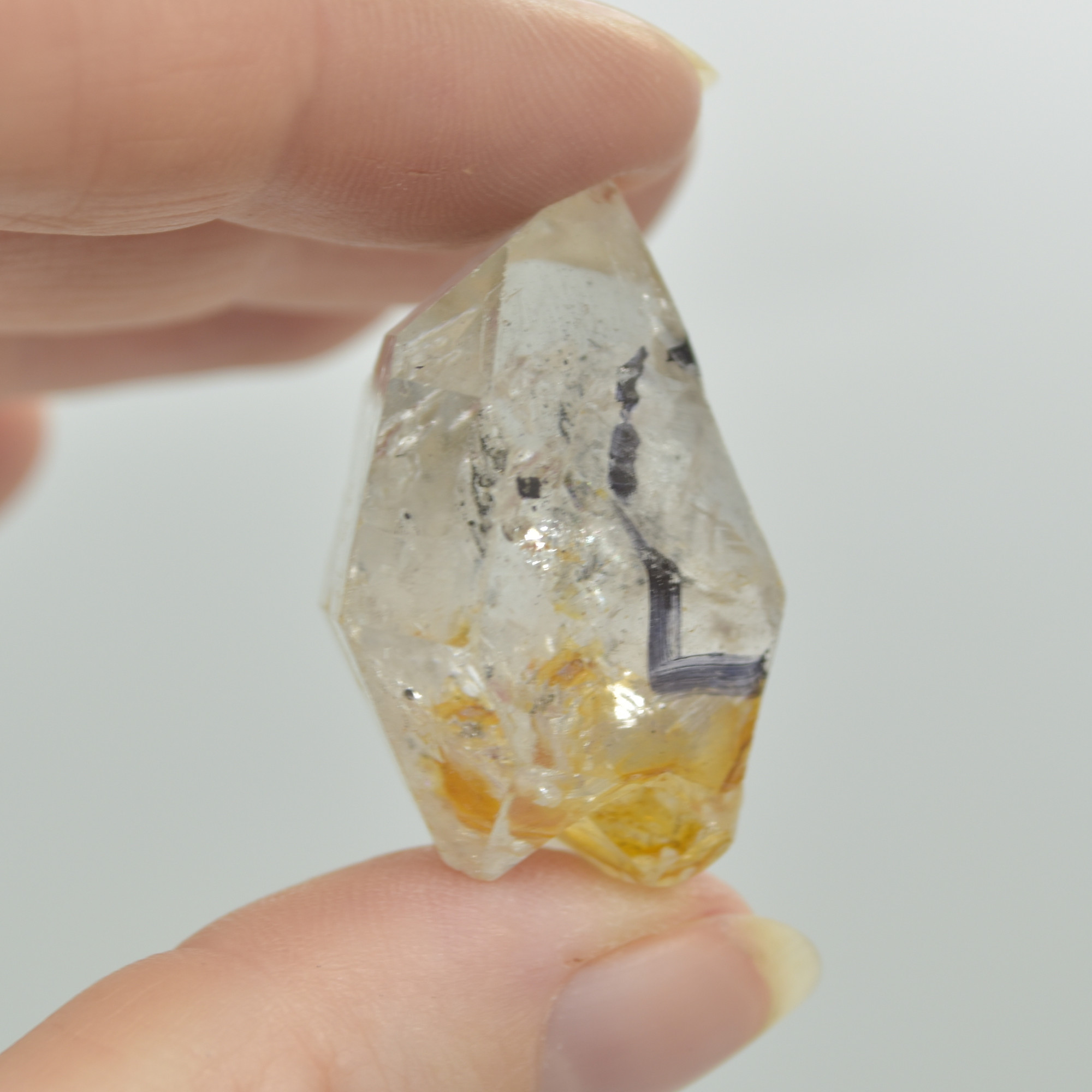 Fluid Inclusion / Enhydro Raw Quartz Point with moving black sand - 19 grams - 1 Count - Image 3