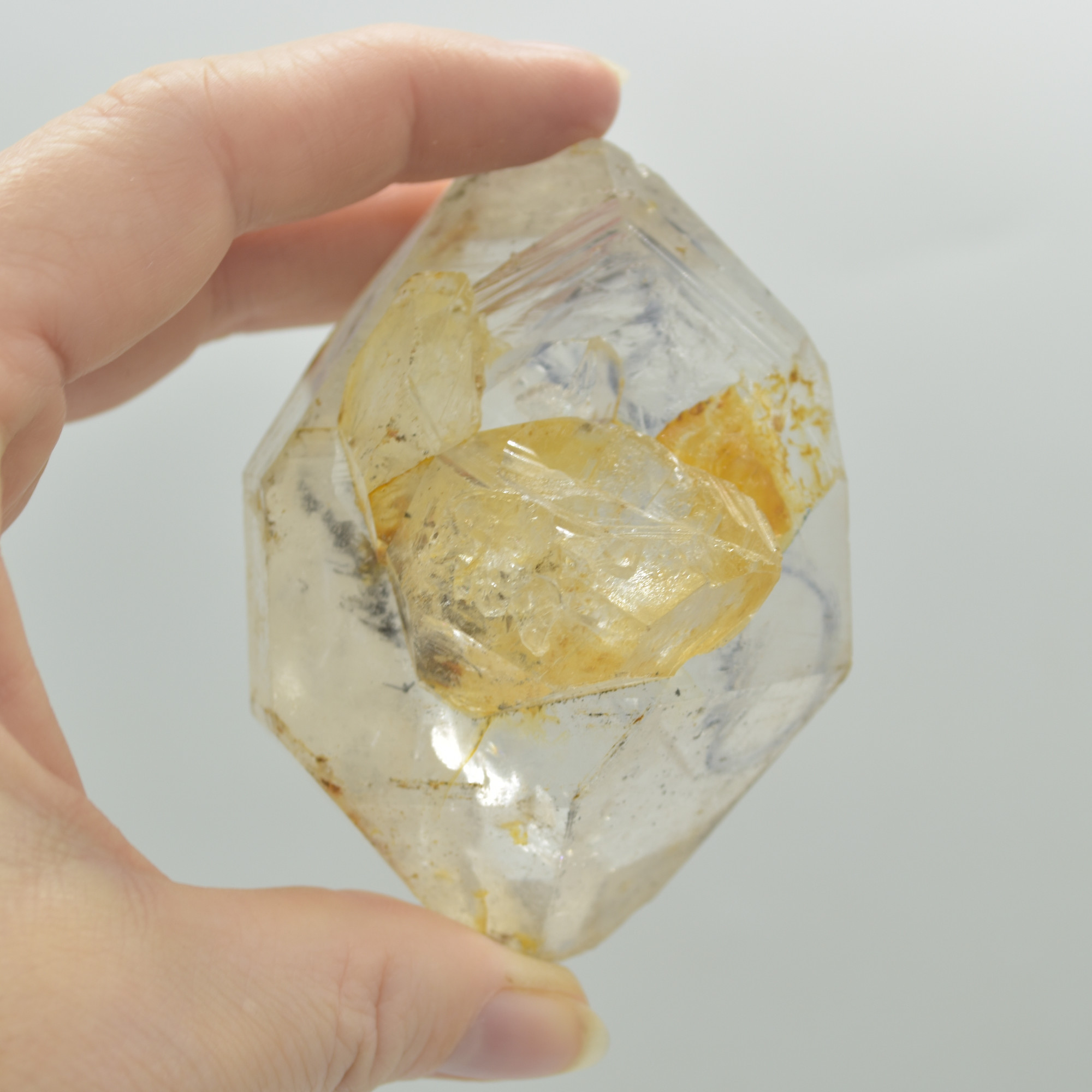 Fluid Inclusion / Enhydro Raw Quartz Point - with moving black sand - 176 grams - 1 Count - Image 2