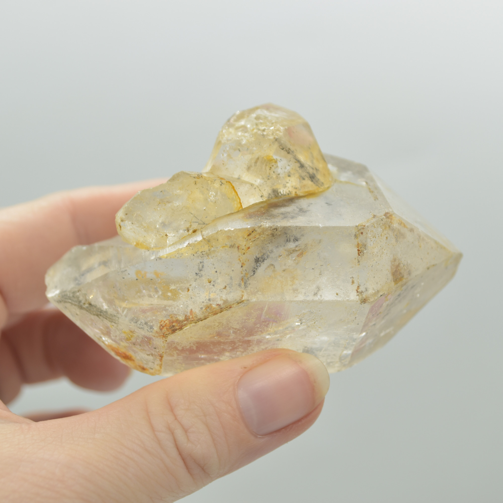 Fluid Inclusion / Enhydro Raw Quartz Point - with moving black sand - 176 grams - 1 Count - Image 4