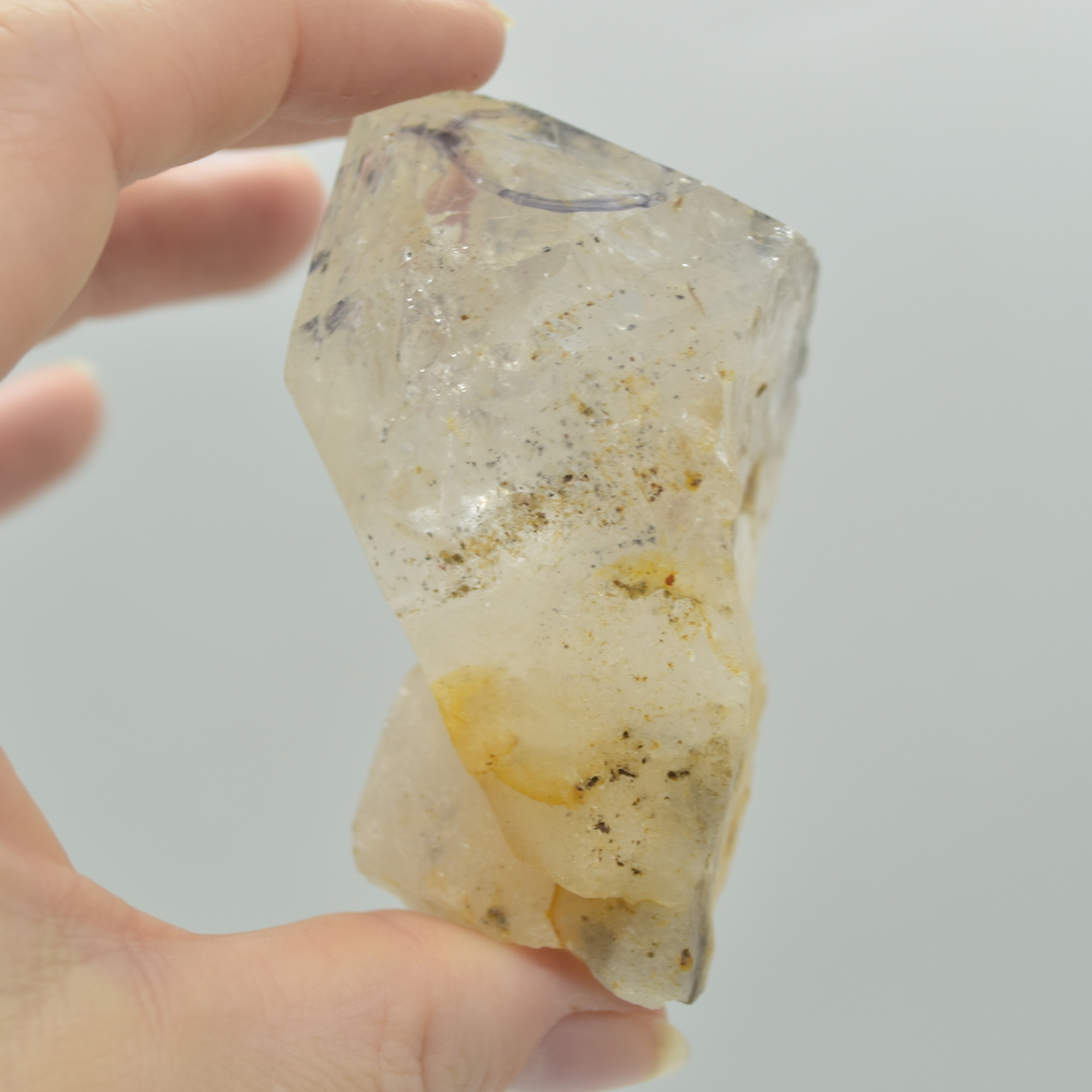 Fluid Inclusion / Enhydro Raw Quartz Point - with moving black sand - 162 grams - 1 Count - Image 3