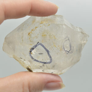 Fluid Inclusion / Enhydro Raw Quartz Point - with moving black sand -  90 grams - 1 Count