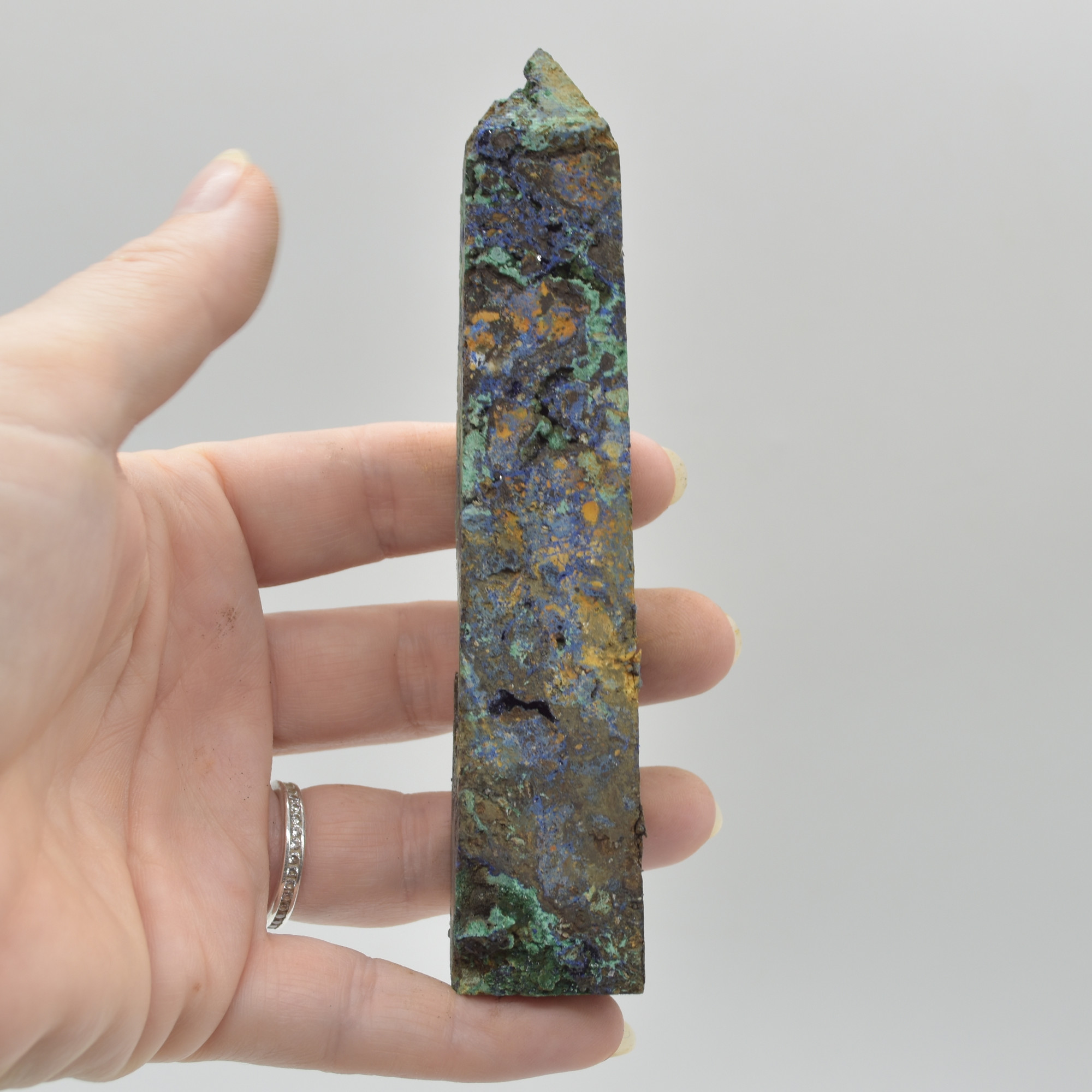 Raw Azurite Crystal Point, Tower, Wand - 12.6cm - #10 - Image 3