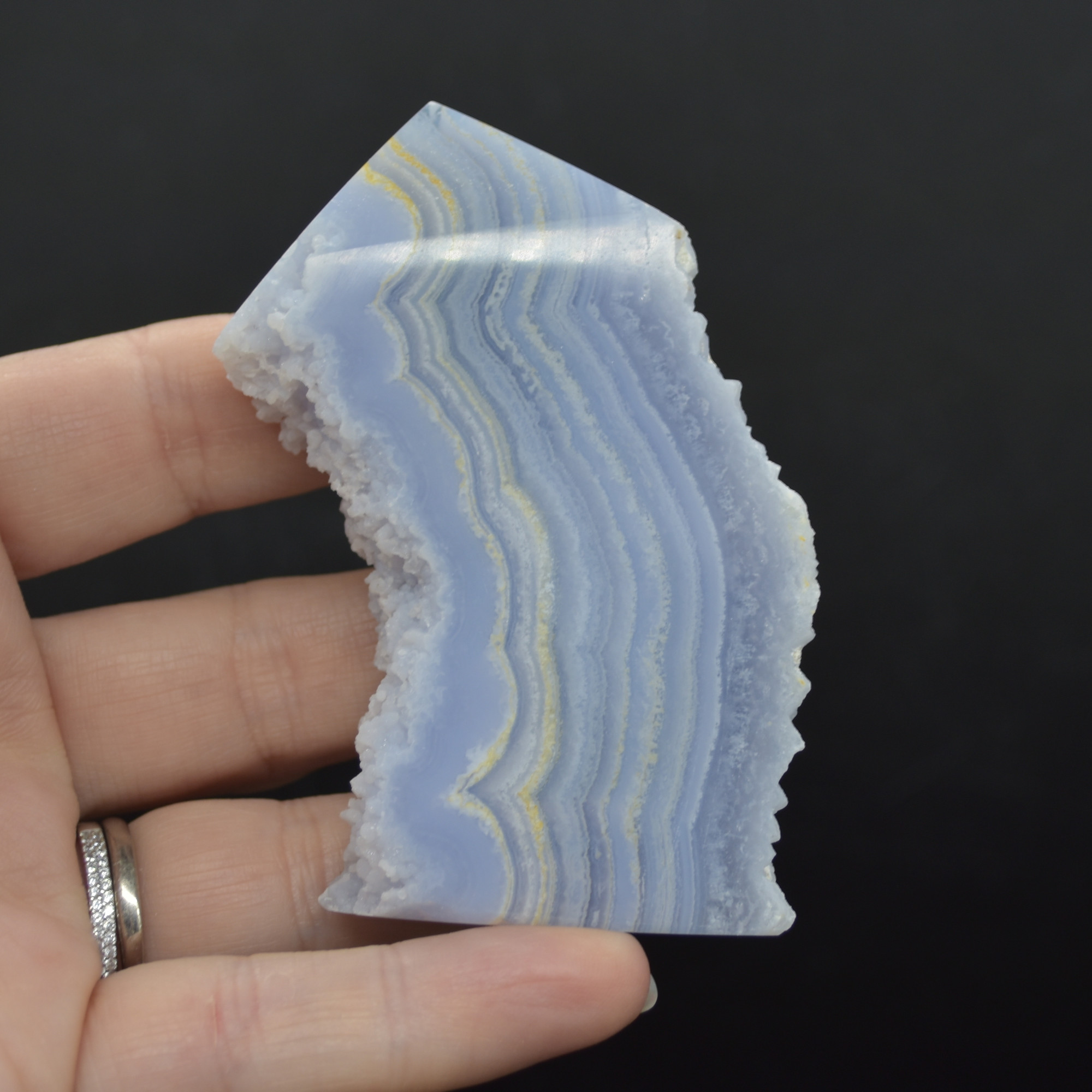 High Quality Blue Lace Agate Tower Point Slice - 7.3cm x 4.9cm x 1.5cm - 93 grams - #12 - Image 2