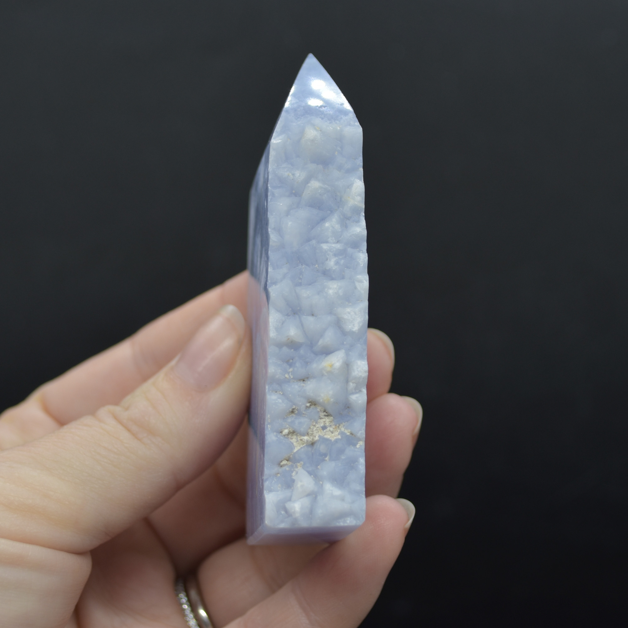 High Quality Blue Lace Agate Tower Point Slice - 8cm x 4.2cm x 1.5cm - 96 grams - #15 - Image 3