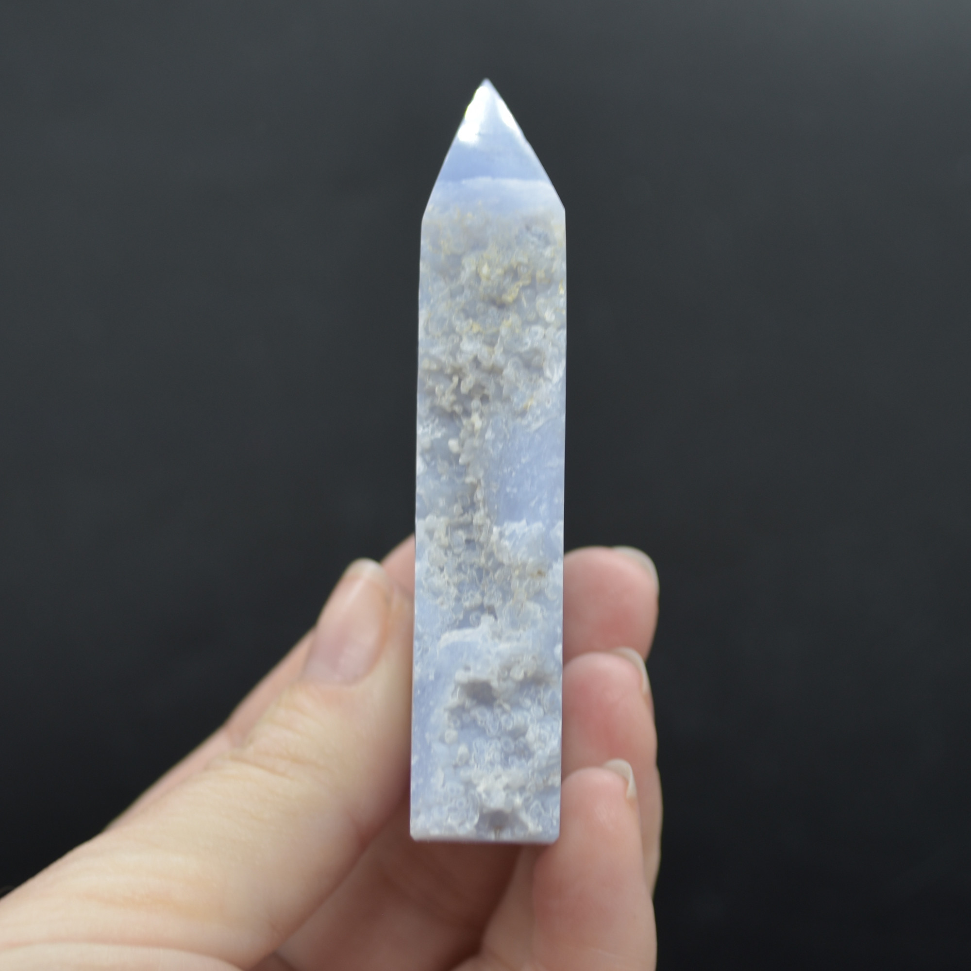 High Quality Blue Lace Agate Tower Point Slice - 8cm x 4.2cm x 1.5cm - 96 grams - #15 - Image 4