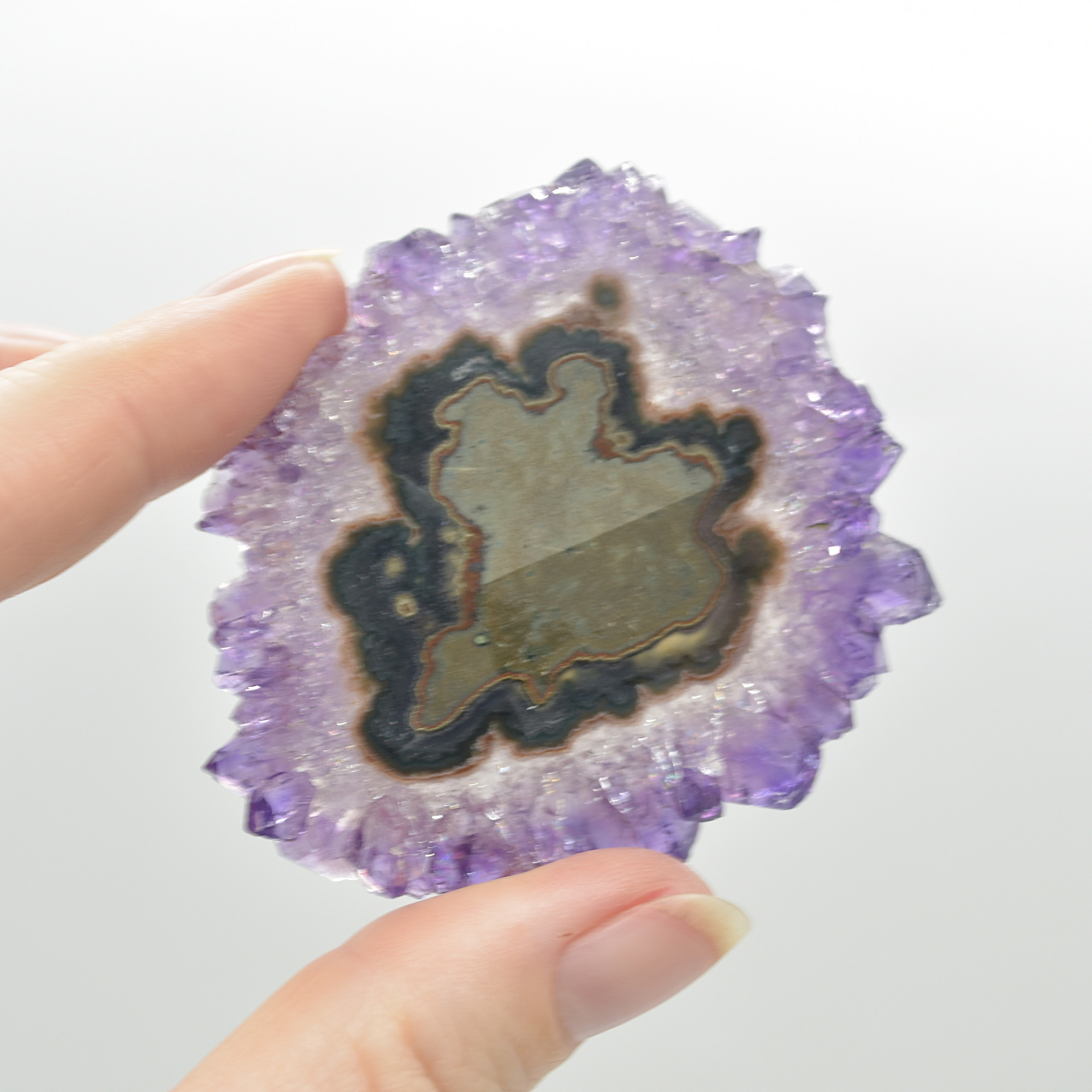 Amethyst Crystal Stalactite Slice from Brazil - 6cm x 5.2cm x 0.5cm - Image 2