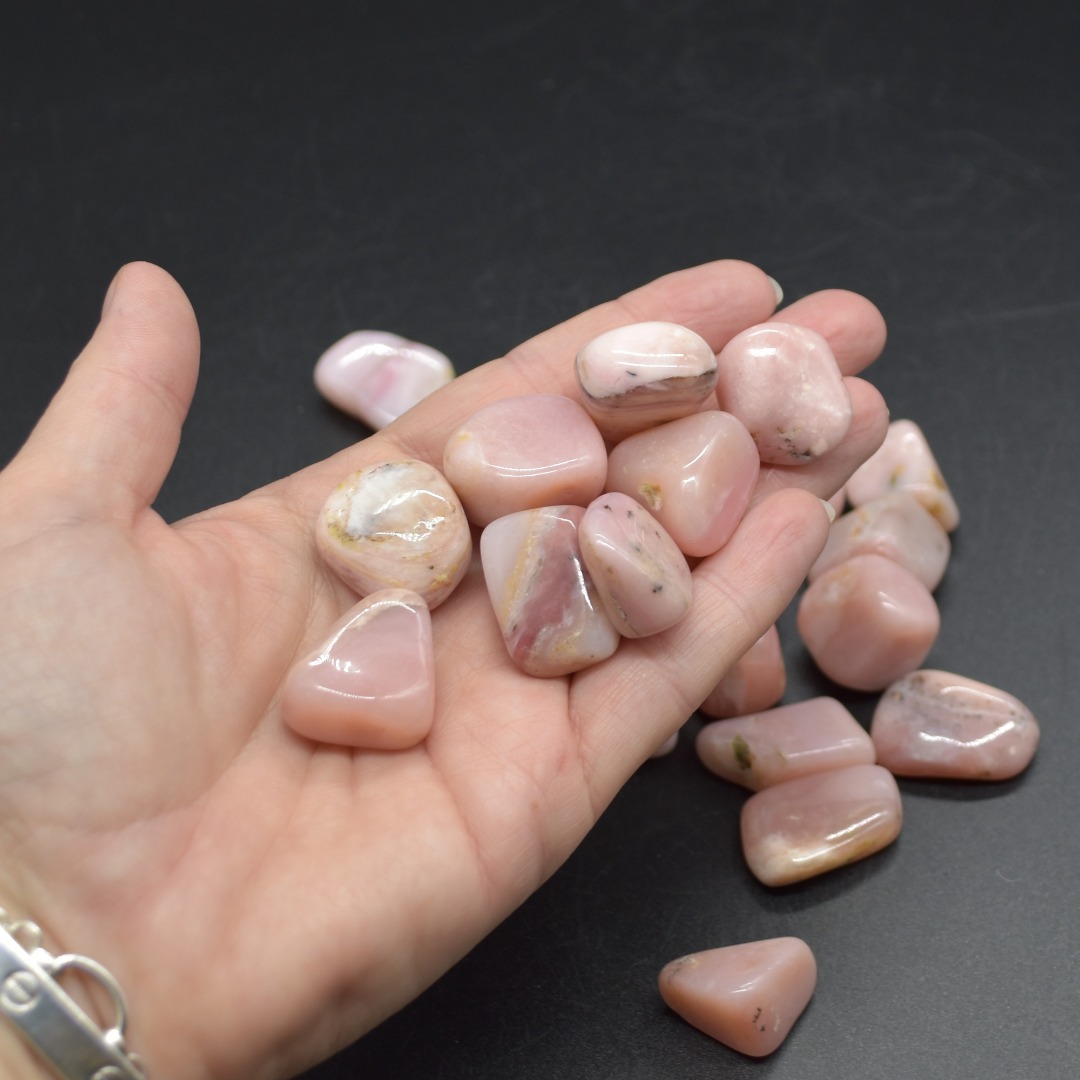 Pink Peruvian Opal Tumble Stone Crystals - 3 Pack Sizes - Image 3