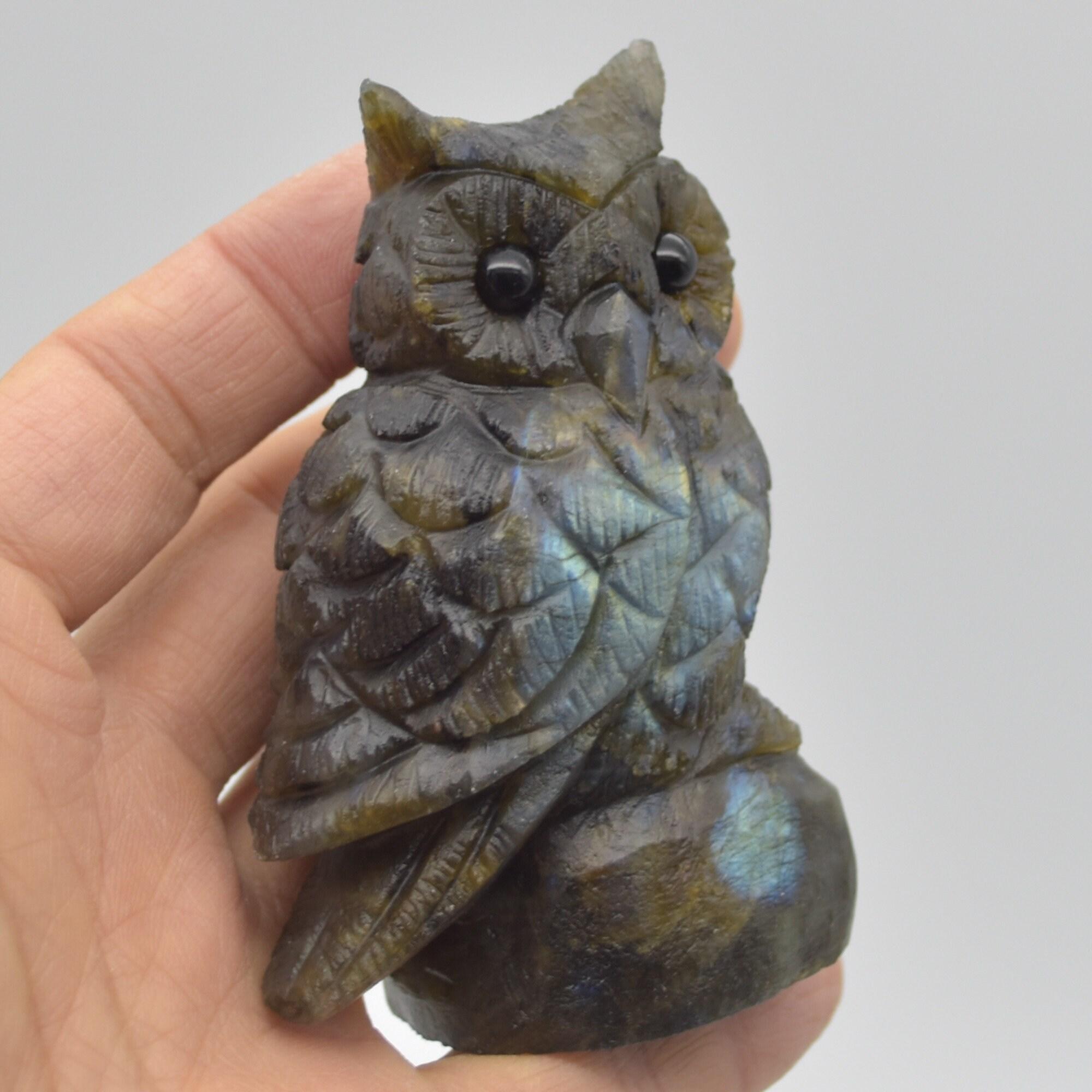 Labradorite Crystal Carved Owl - 8.5cm - 196 grams #16 - Image 2