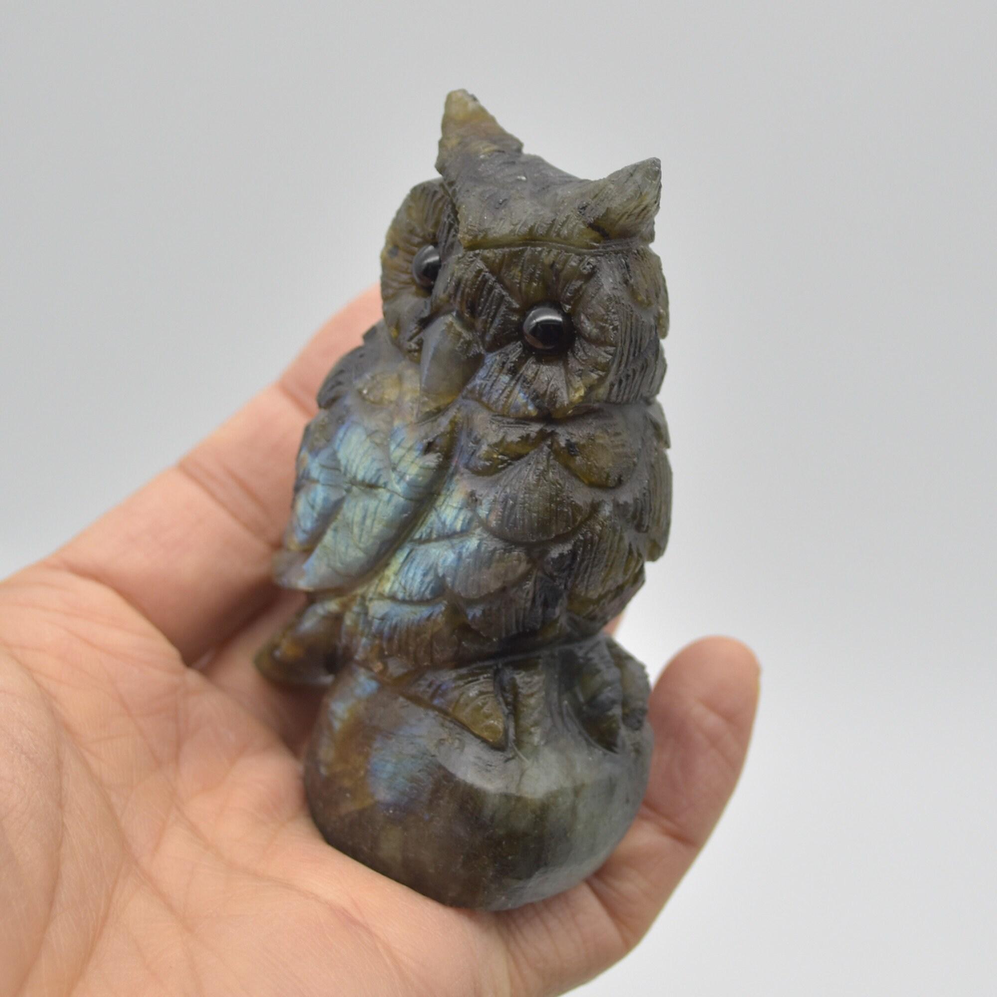 Labradorite Crystal Carved Owl - 8.5cm - 196 grams #16 - Image 3
