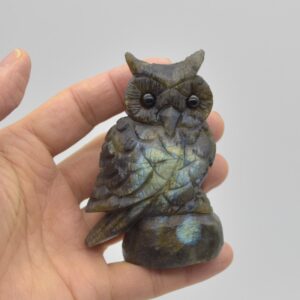 Labradorite Crystal Carved Owl - 8.5cm - 196 grams #16