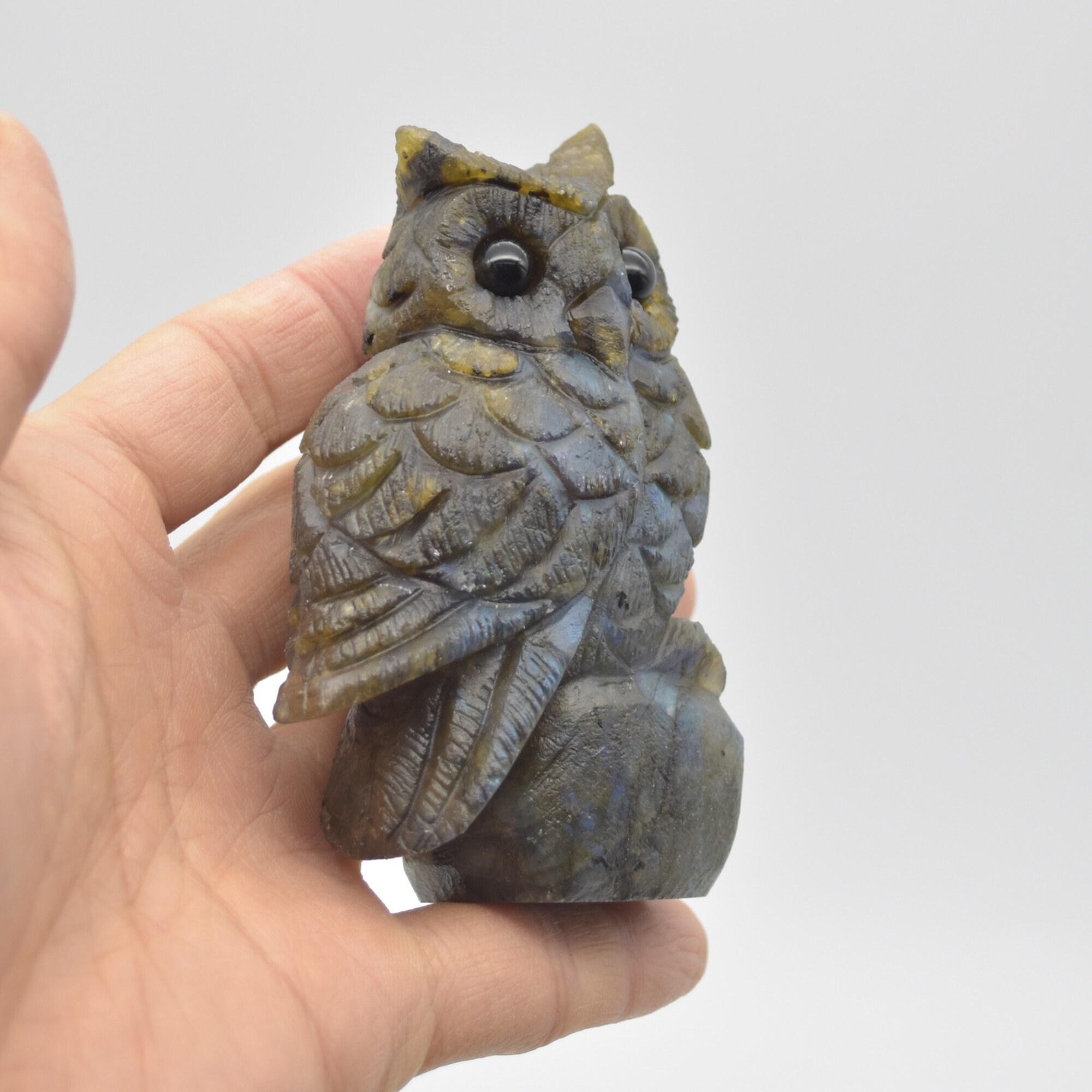 Labradorite Crystal Carved Owl - 9cm - 244 grams #17 - Image 2