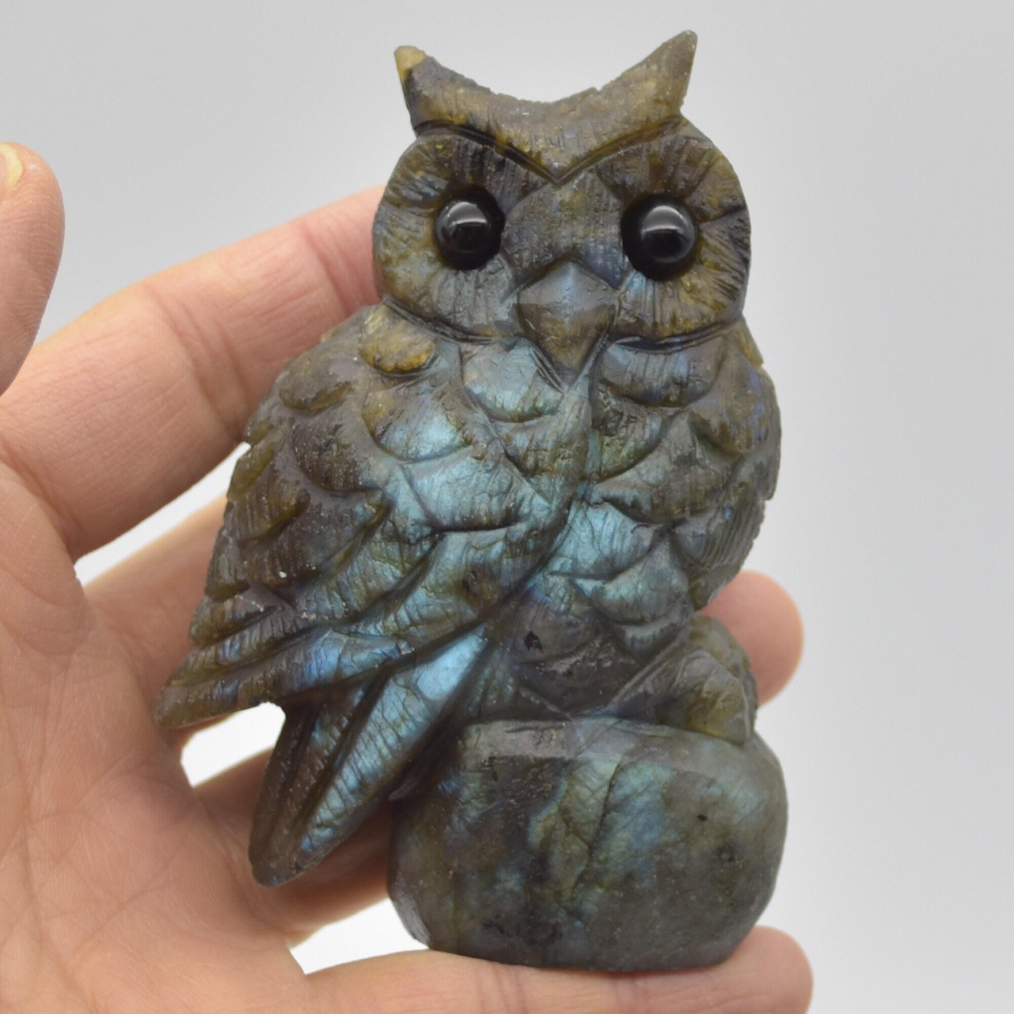 Labradorite Crystal Carved Owl - 9cm - 244 grams #17 - Image 5