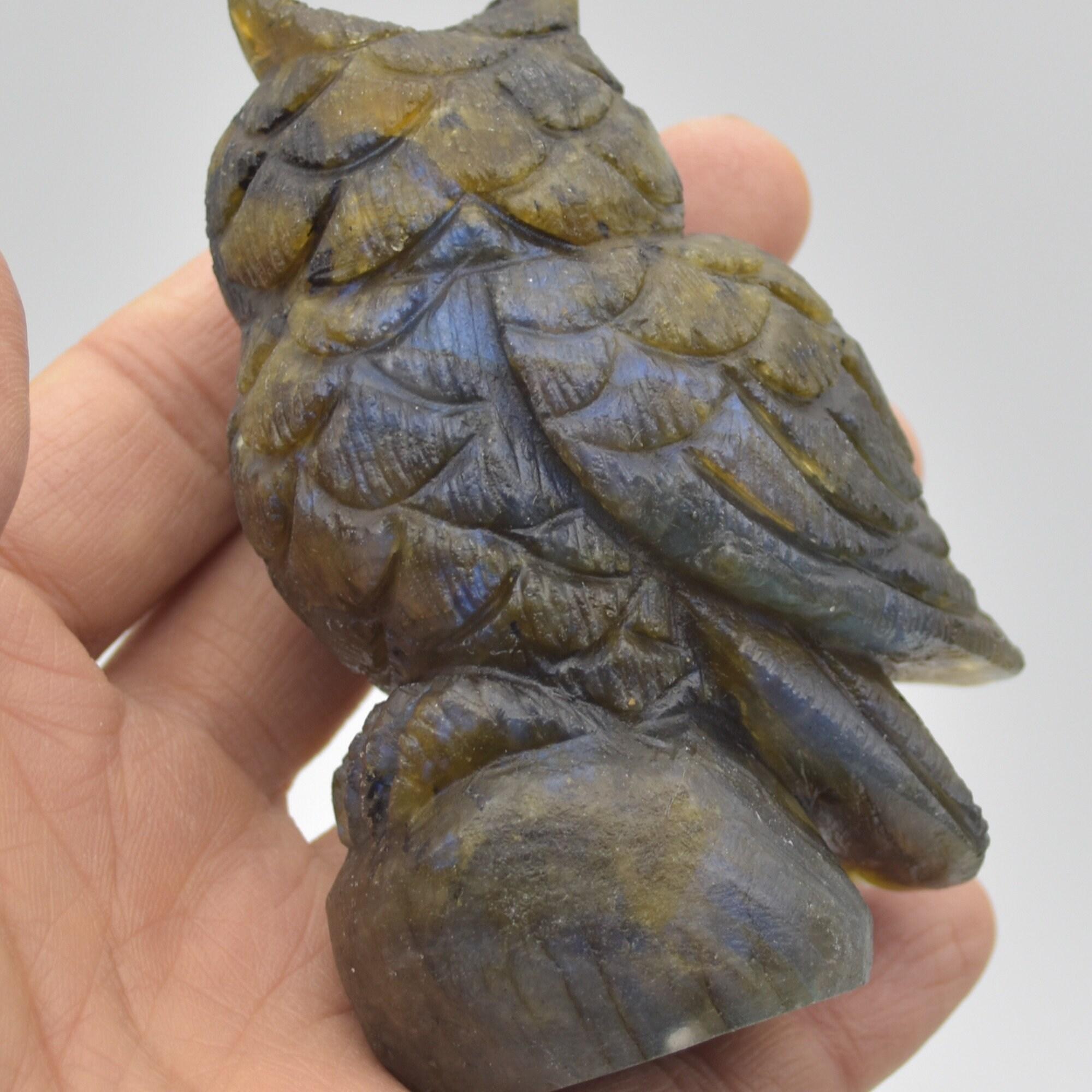 Labradorite Crystal Carved Owl - 9cm - 244 grams #17 - Image 4