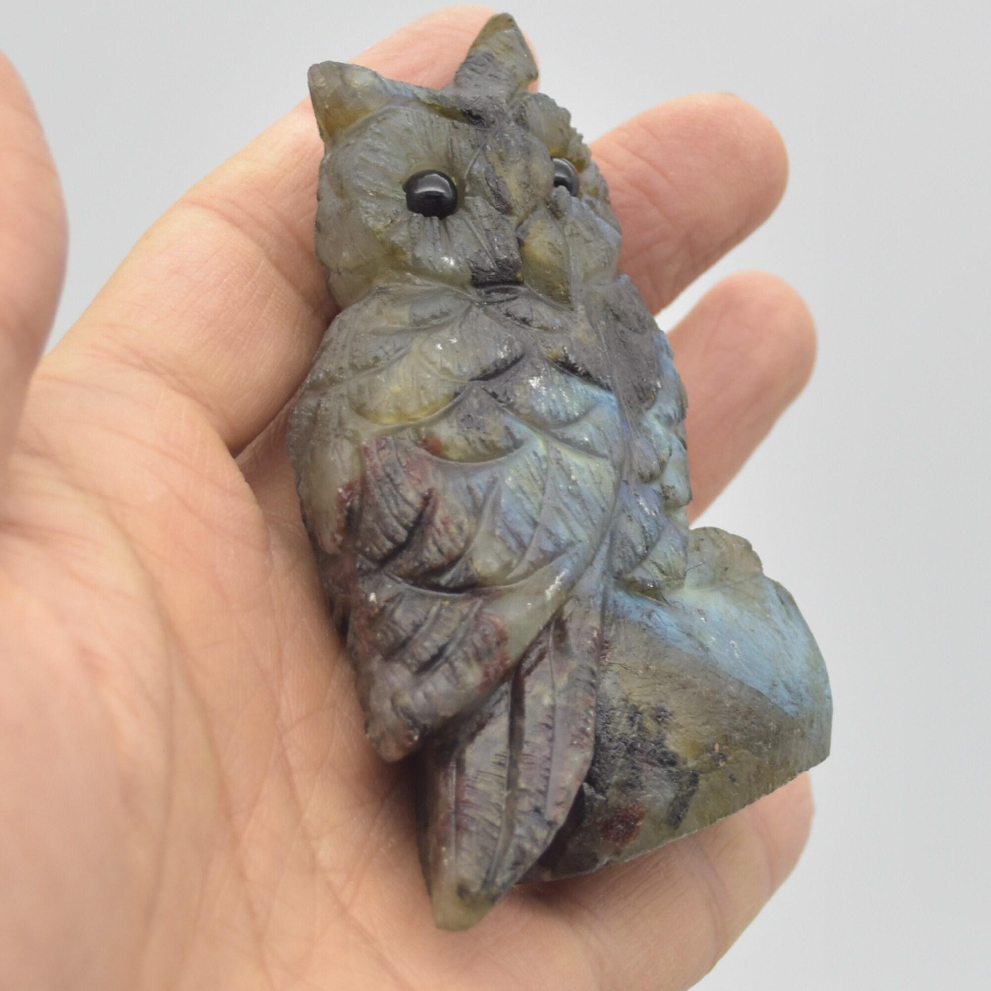 Labradorite Crystal Carved Owl - 8cm - 148 grams #09 - Image 3