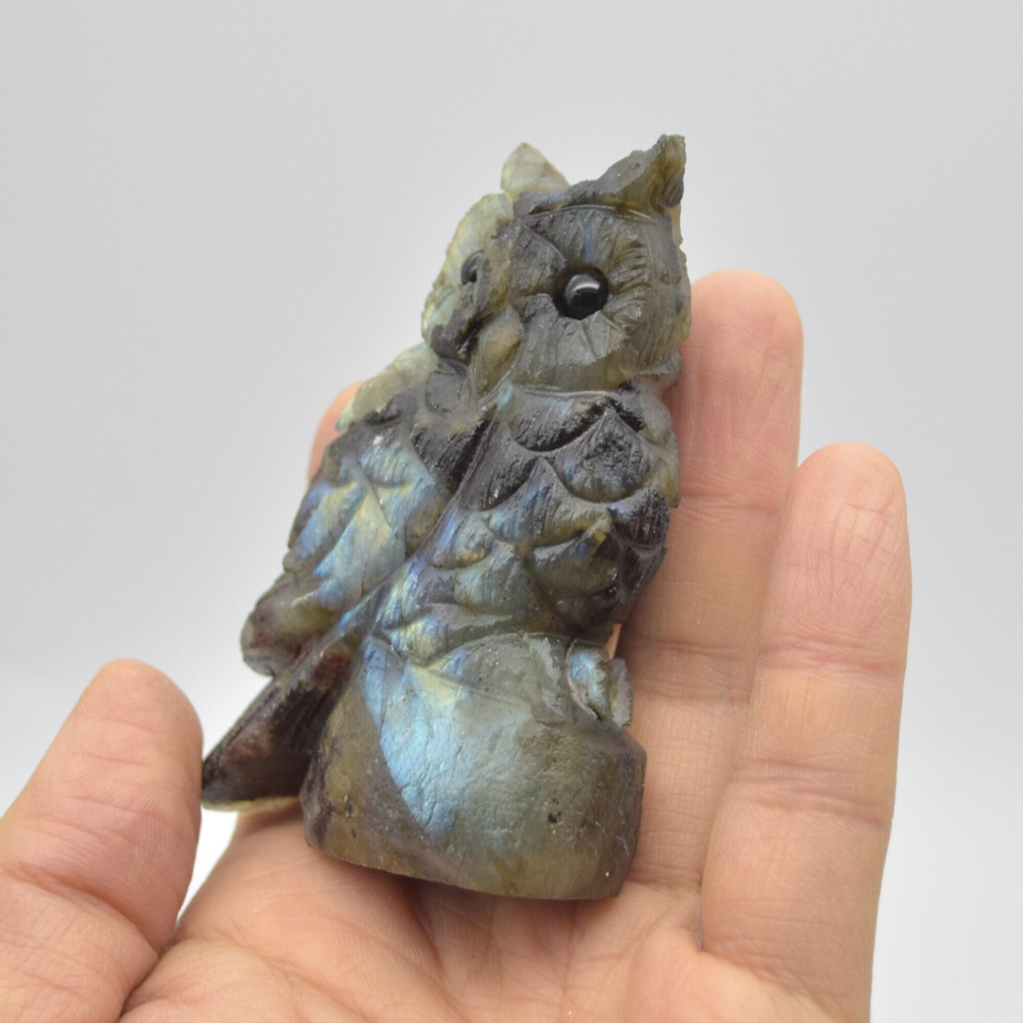 Labradorite Crystal Carved Owl - 8cm - 148 grams #09 - Image 2