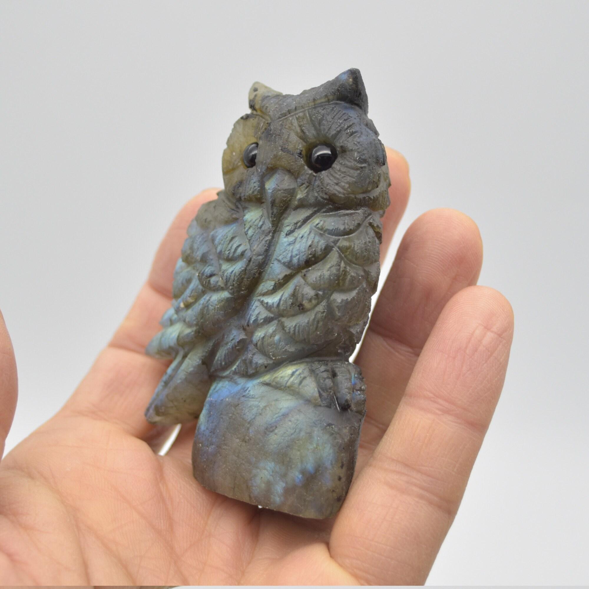 Labradorite Crystal Carved Owl - 7.5cm - 121 grams #08 - Image 2