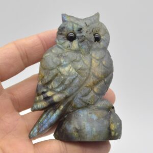 Labradorite Crystal Carved Owl - 8.5cm - 199 grams #07