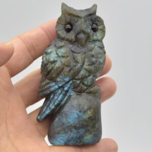 Labradorite Crystal Carved Owl - 9cm - 171 grams #06