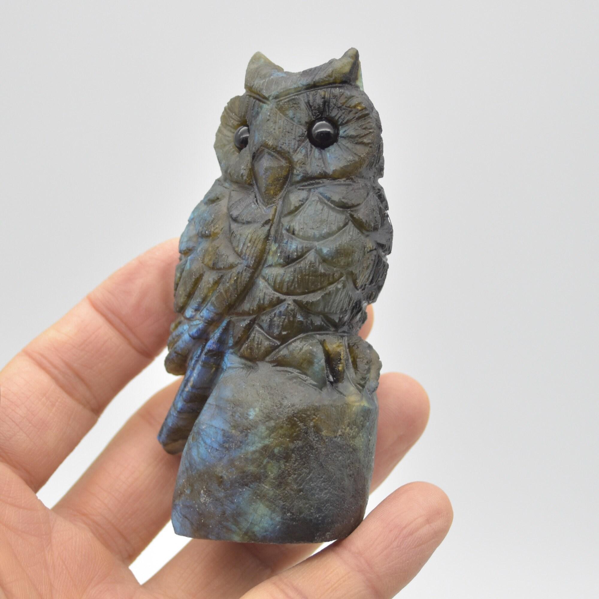 Labradorite Crystal Carved Owl - 9cm - 171 grams #06 - Image 2