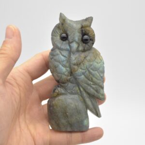 Labradorite Crystal Carved Owl - 10.5cm - 289 grams #05