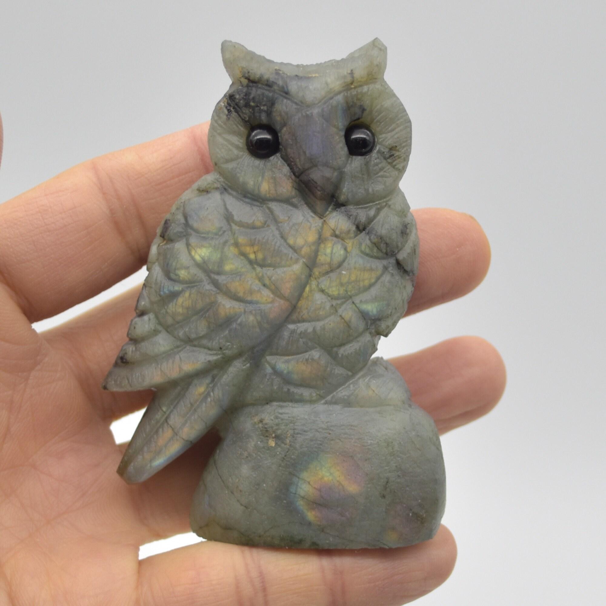 Labradorite Crystal Carved Owl - 8cm - 124 grams #02