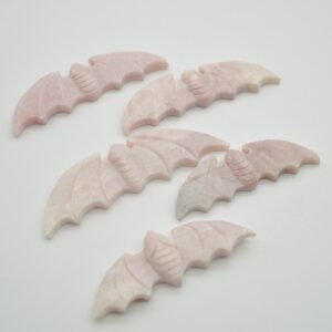 Pink Opal Hand Carved Crystal Bat - 8.5cm - 9cm