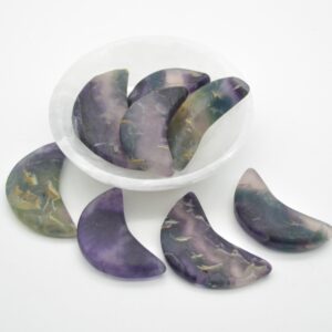 Rainbow Fluorite Crystal Crescent Moon  - 5.5cm - 1 Count