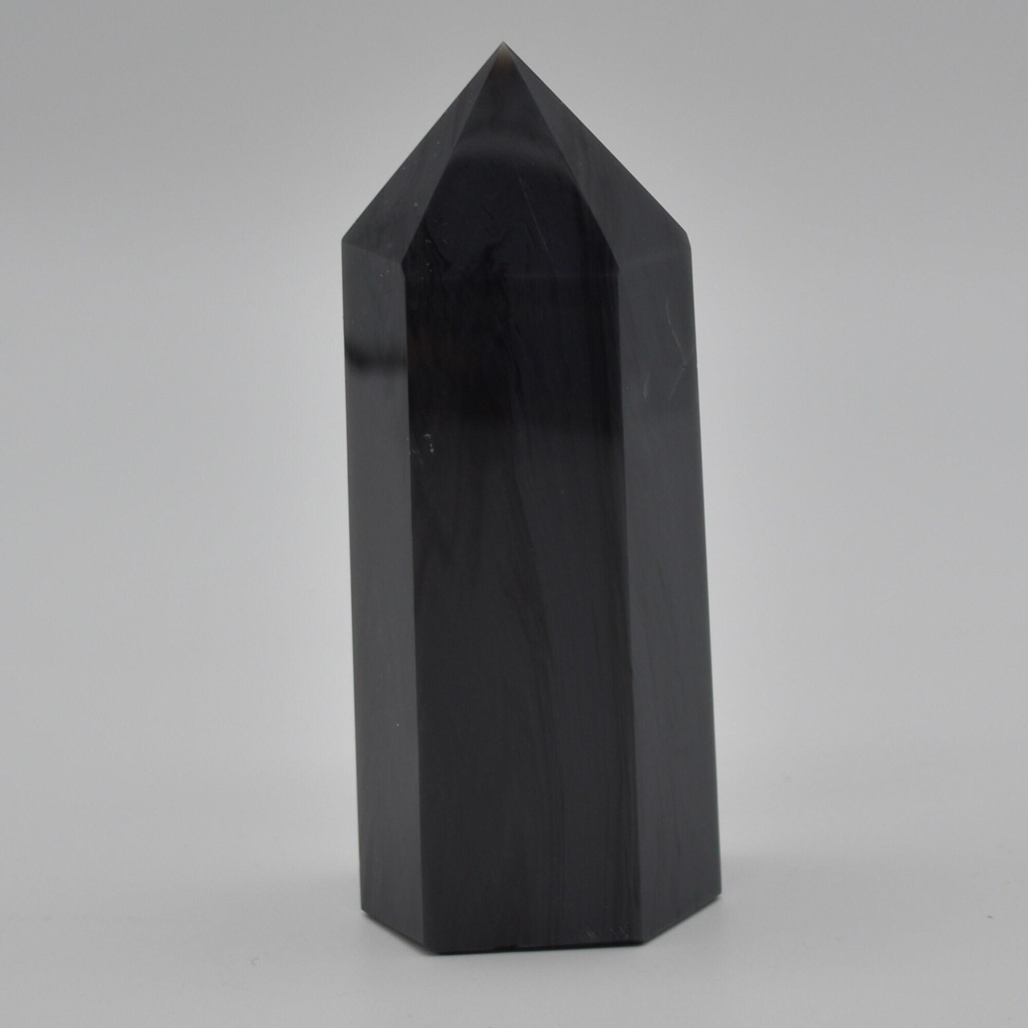 Banded Black Obsidian Point, Tower, Wand - 13cm - 15cm
