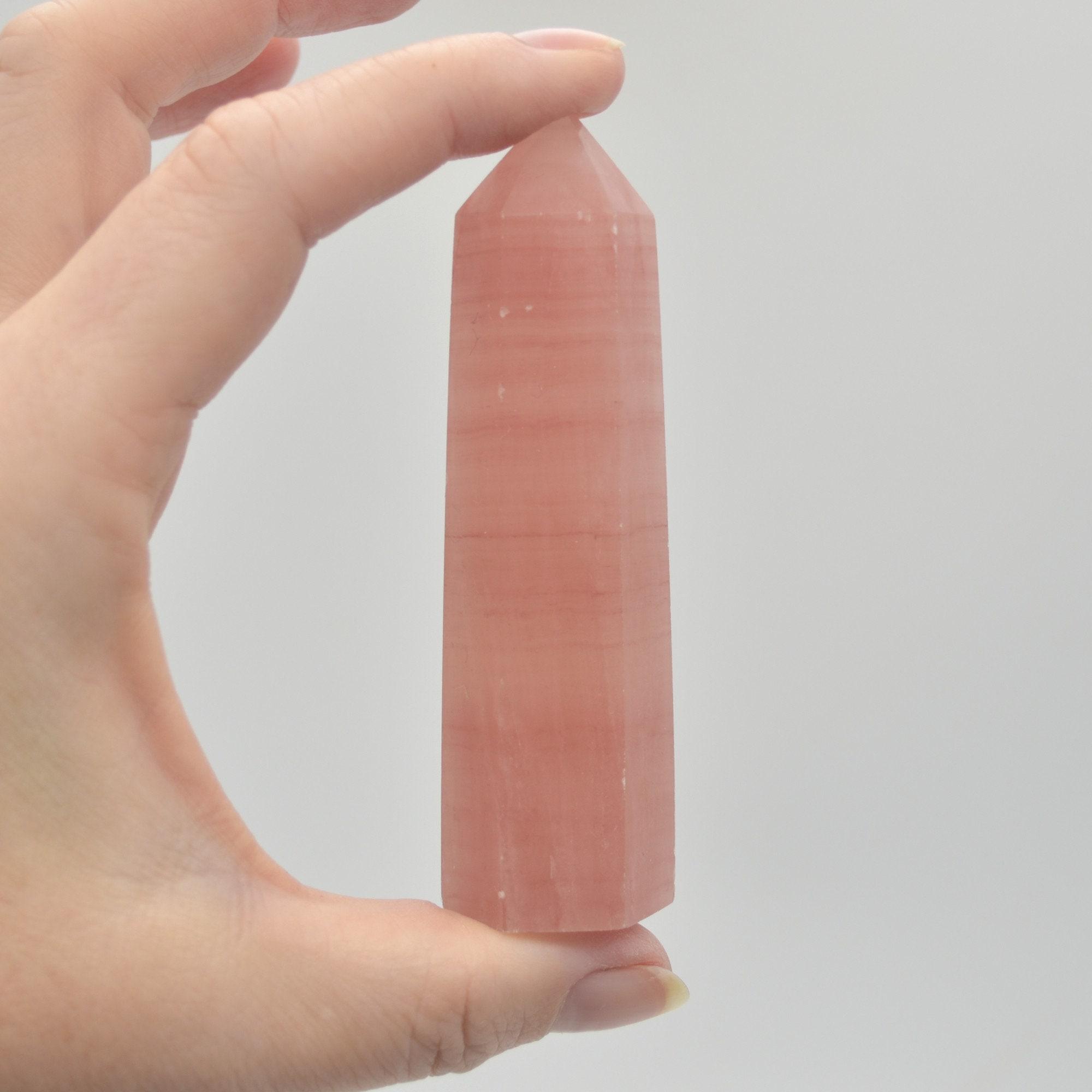 Pink Caribbean Calcite Crystal Point, Tower, Wand - 8.5cm - 9.5cm - 1 Count - Image 5