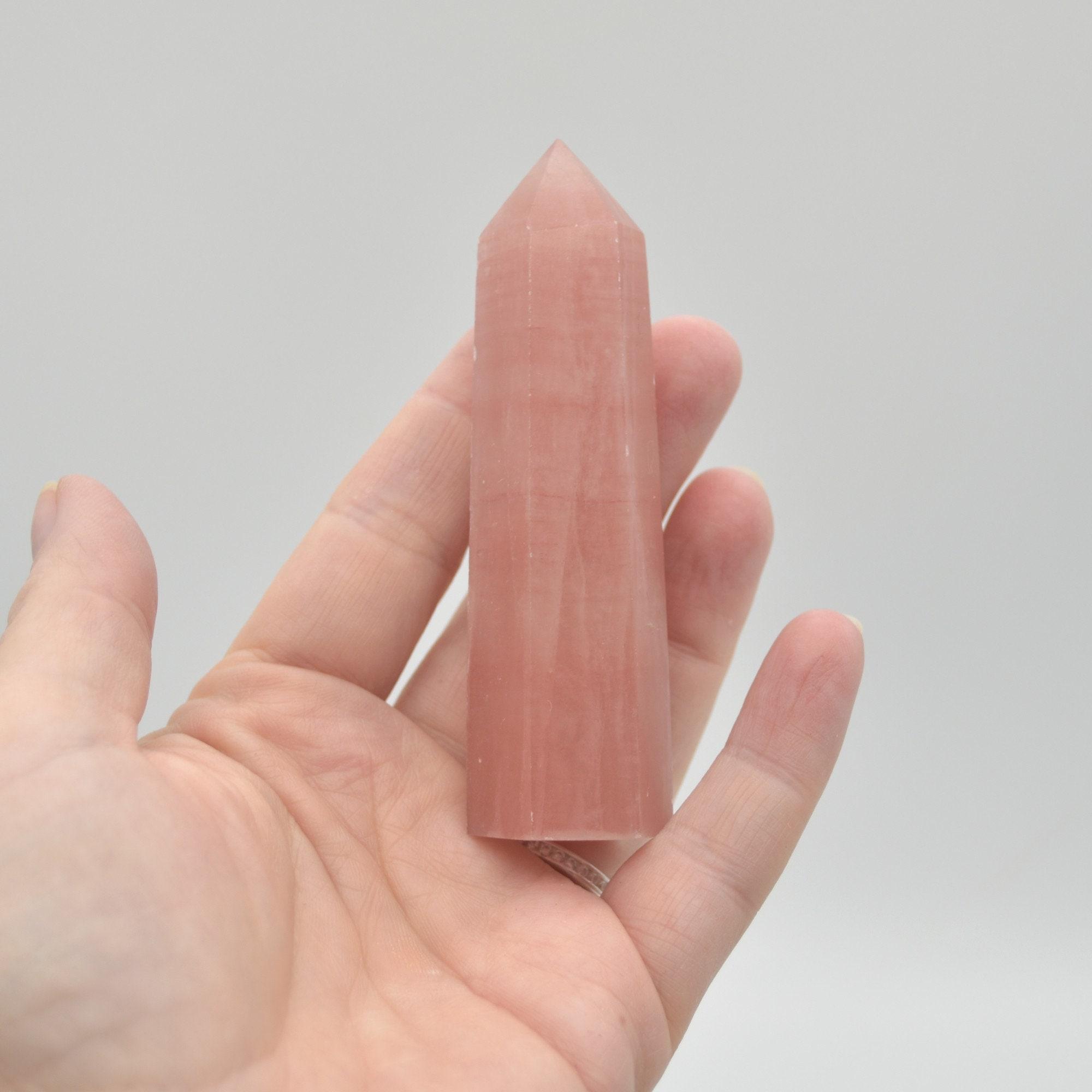 Pink Caribbean Calcite Crystal Point, Tower, Wand - 8.5cm - 9.5cm - 1 Count - Image 7