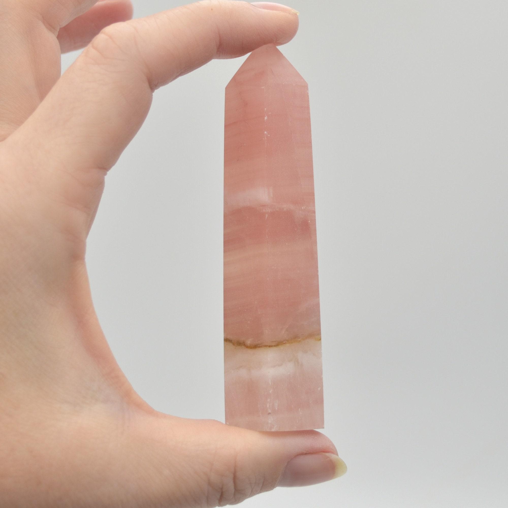 Pink Caribbean Calcite Crystal Point, Tower, Wand - 8.5cm - 9.5cm - 1 Count - Image 4