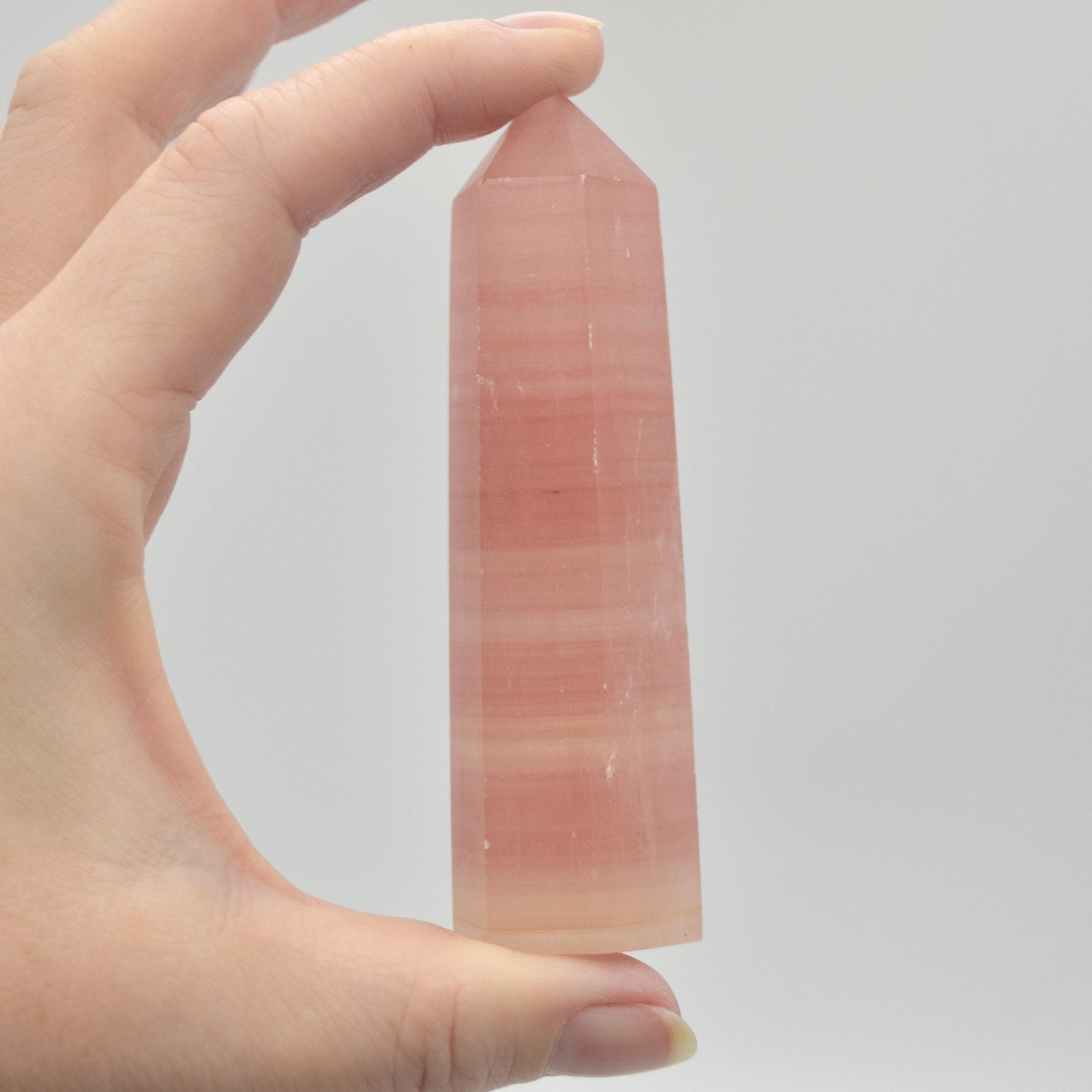 Pink Caribbean Calcite Crystal Point, Tower, Wand - 8.5cm - 9.5cm - 1 Count - Image 3