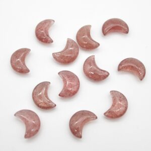4 Strawberry Quartz Mini Crystal Crescent Moons and Stars - 1cm