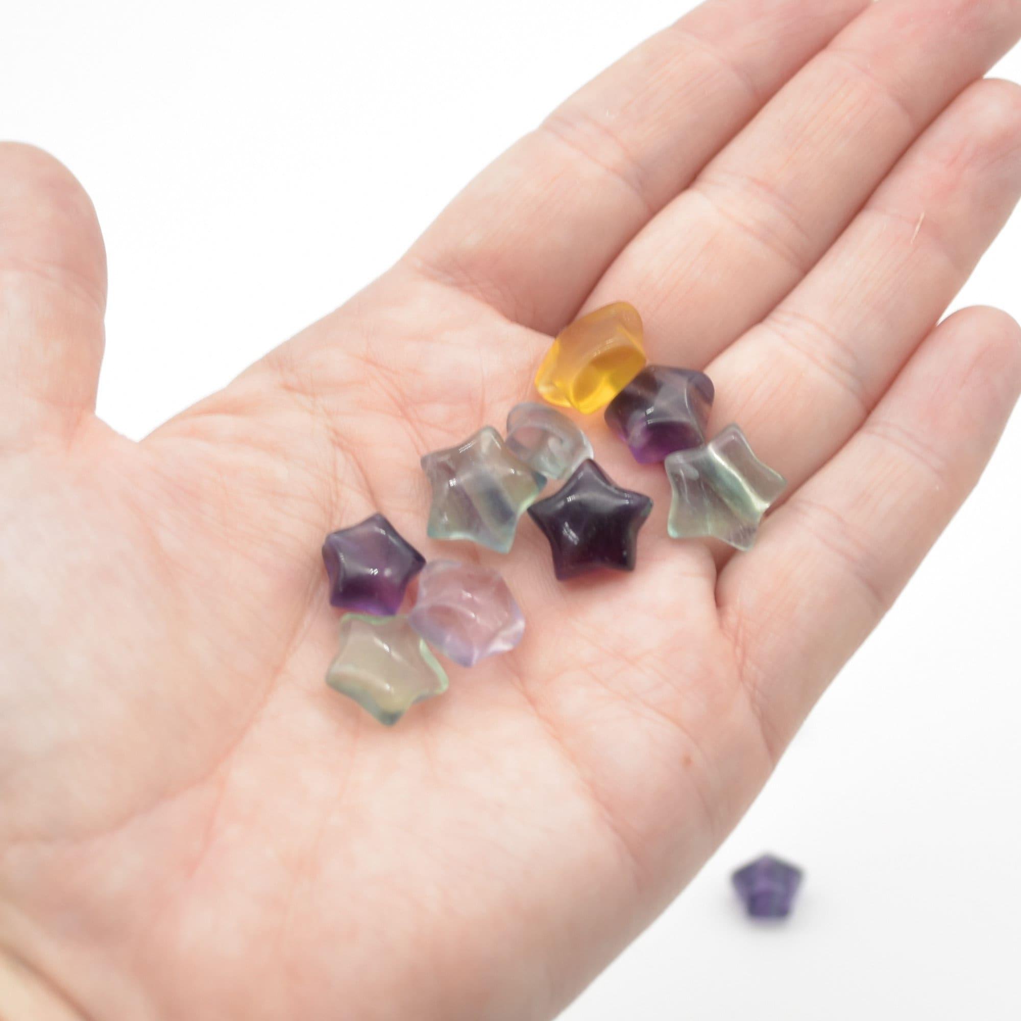 6 Rainbow Fluorite Mini Stars - 1cm - Image 3