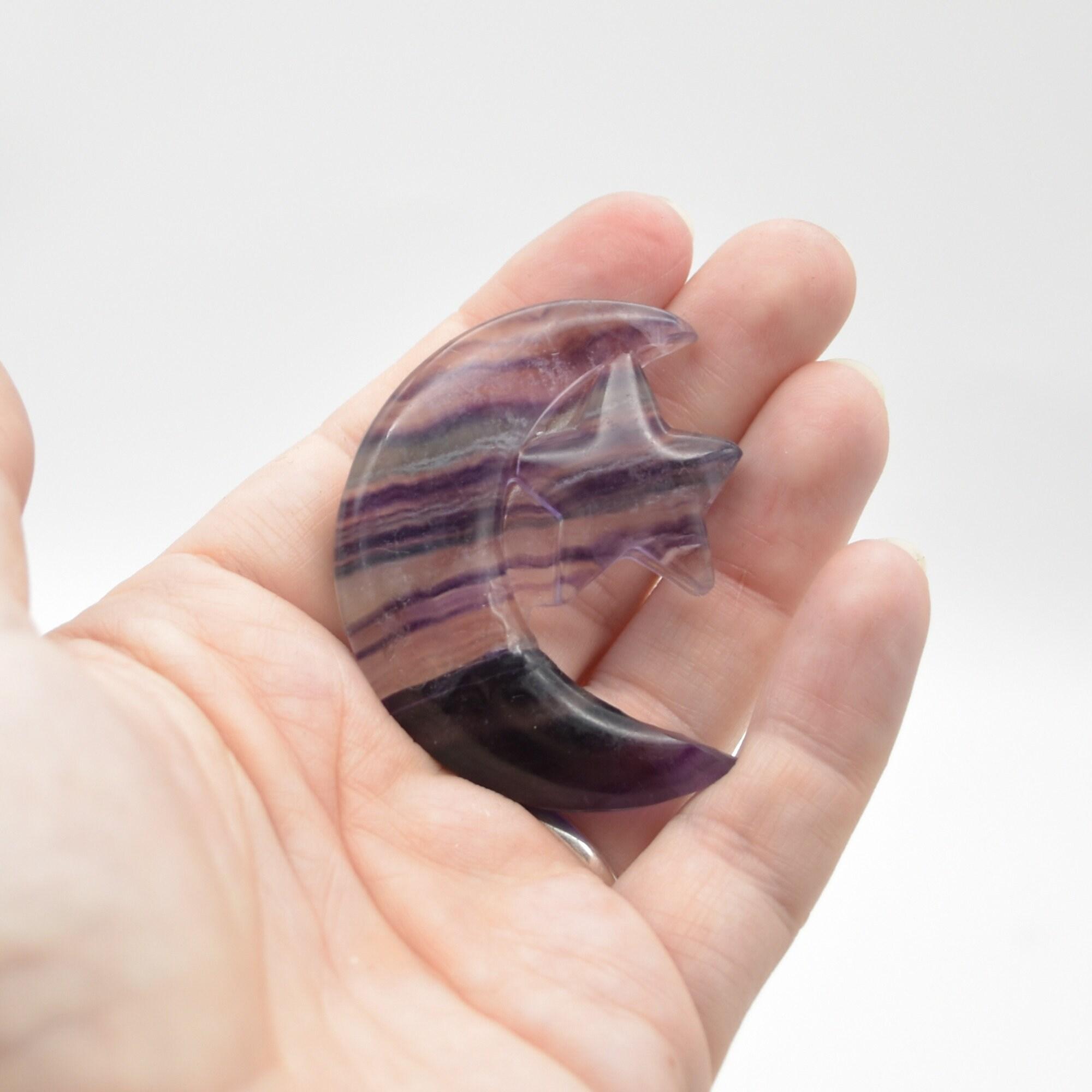 Rainbow Fluorite Crystal Carved Moon and Star - 5cm #28 - Image 5