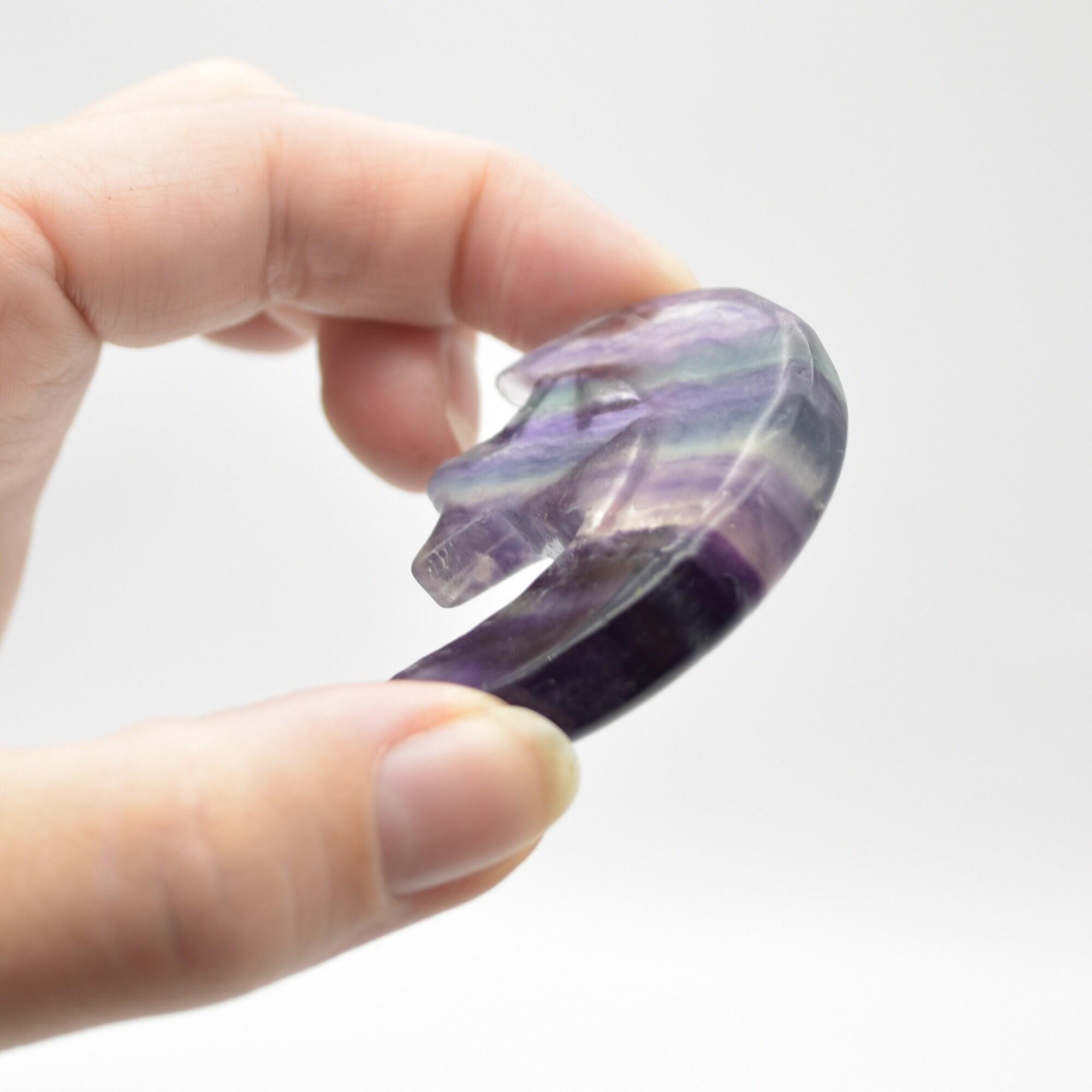 Rainbow Fluorite Crystal Carved Moon and Star - 5cm #28 - Image 3