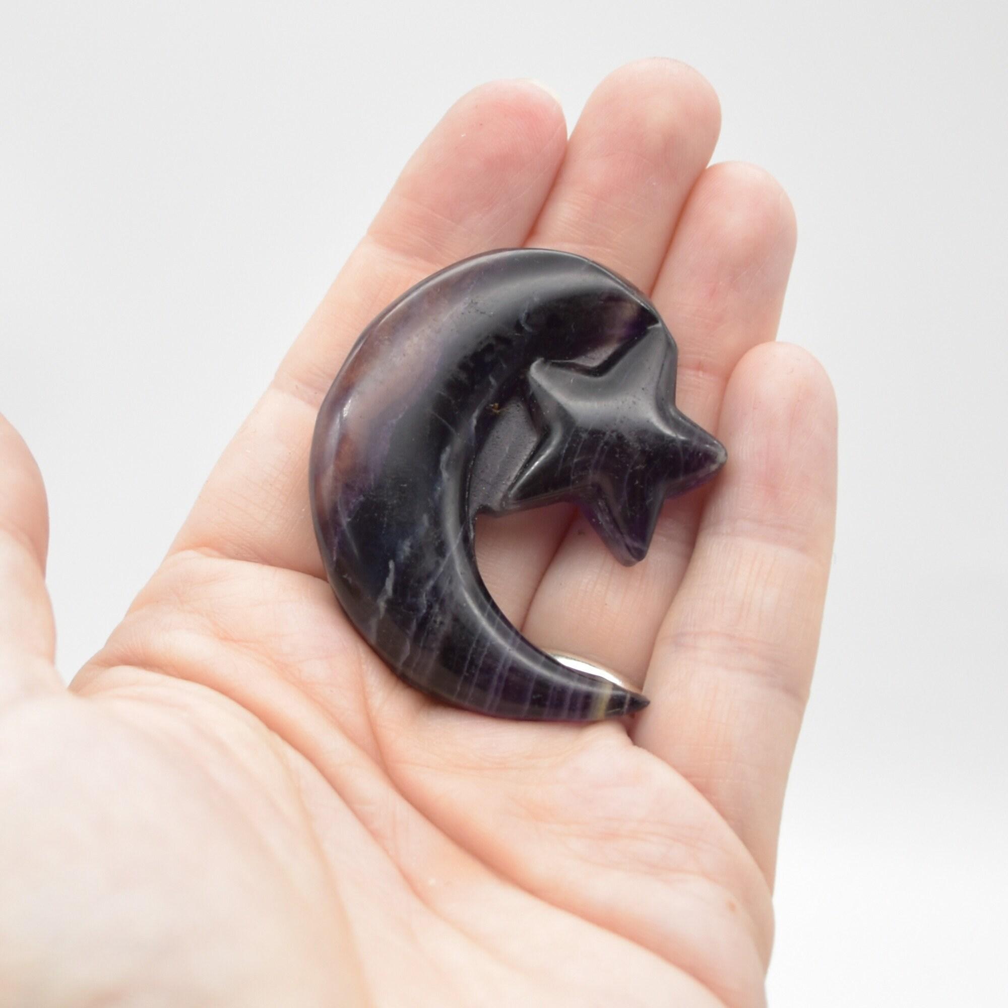 Rainbow Fluorite Crystal Carved Moon and Star - 5cm #25 - Image 5