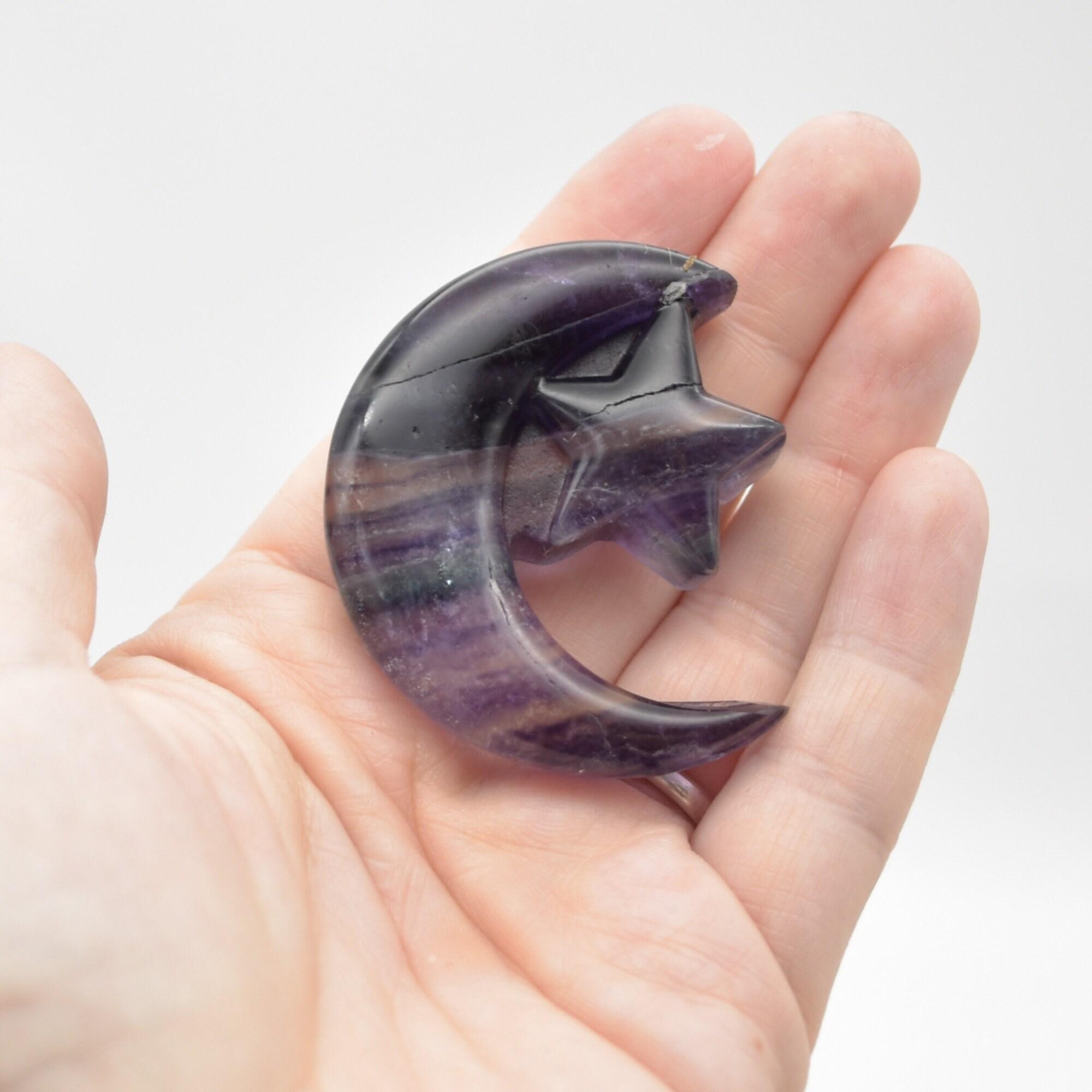 Rainbow Fluorite Crystal Carved Moon and Star - 5cm #23 - Image 5