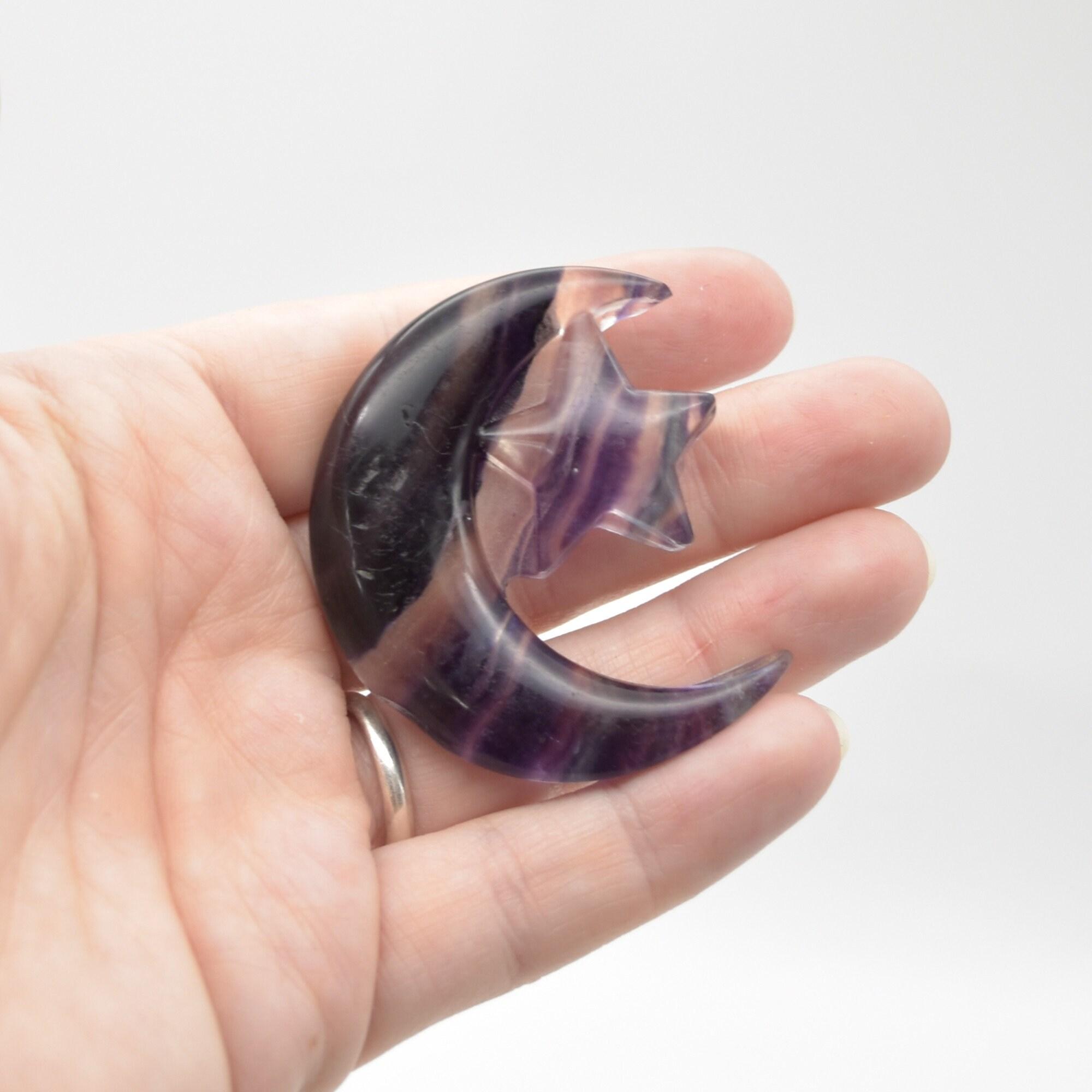 Rainbow Fluorite Crystal Carved Moon and Star - 5cm #20 - Image 5