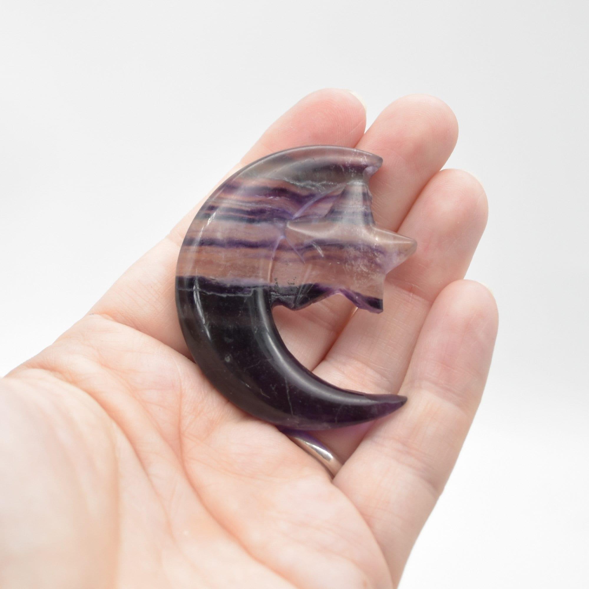 Rainbow Fluorite Crystal Carved Moon and Star - 5cm #10 - Image 5
