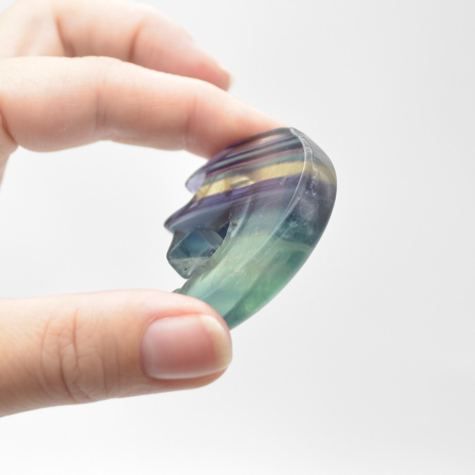 Rainbow Fluorite Crystal Carved Moon and Star - 5cm #08 - Image 2