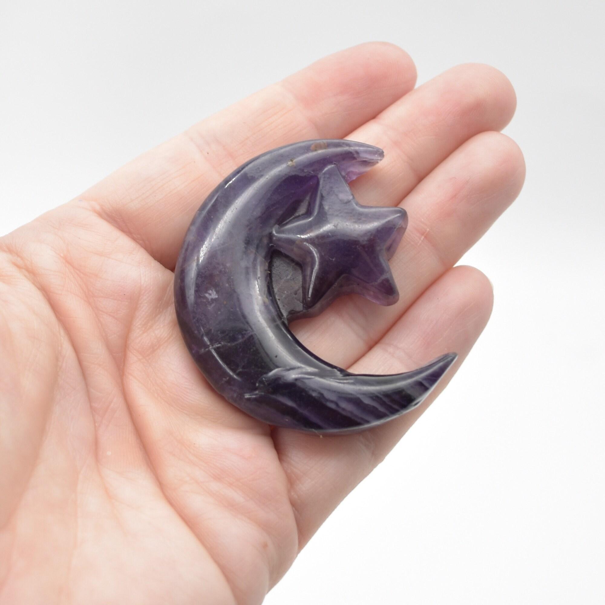 Rainbow Fluorite Crystal Carved Moon and Star - 5cm #01 - Image 5