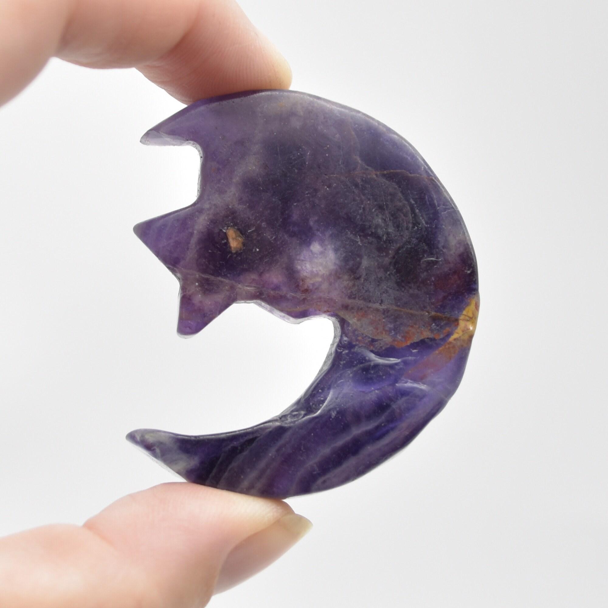 Rainbow Fluorite Crystal Carved Moon and Star - 5cm #01 - Image 2