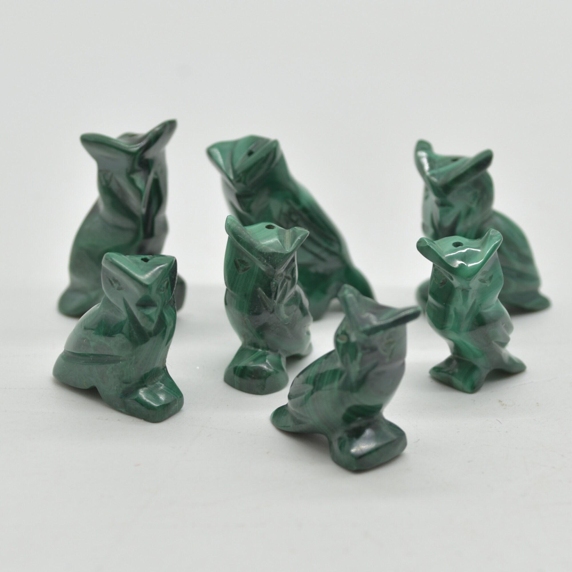Malachite Crystal Carved Mini Crystal Owl - 2cm - 3cm - 1 inch - 1 Count